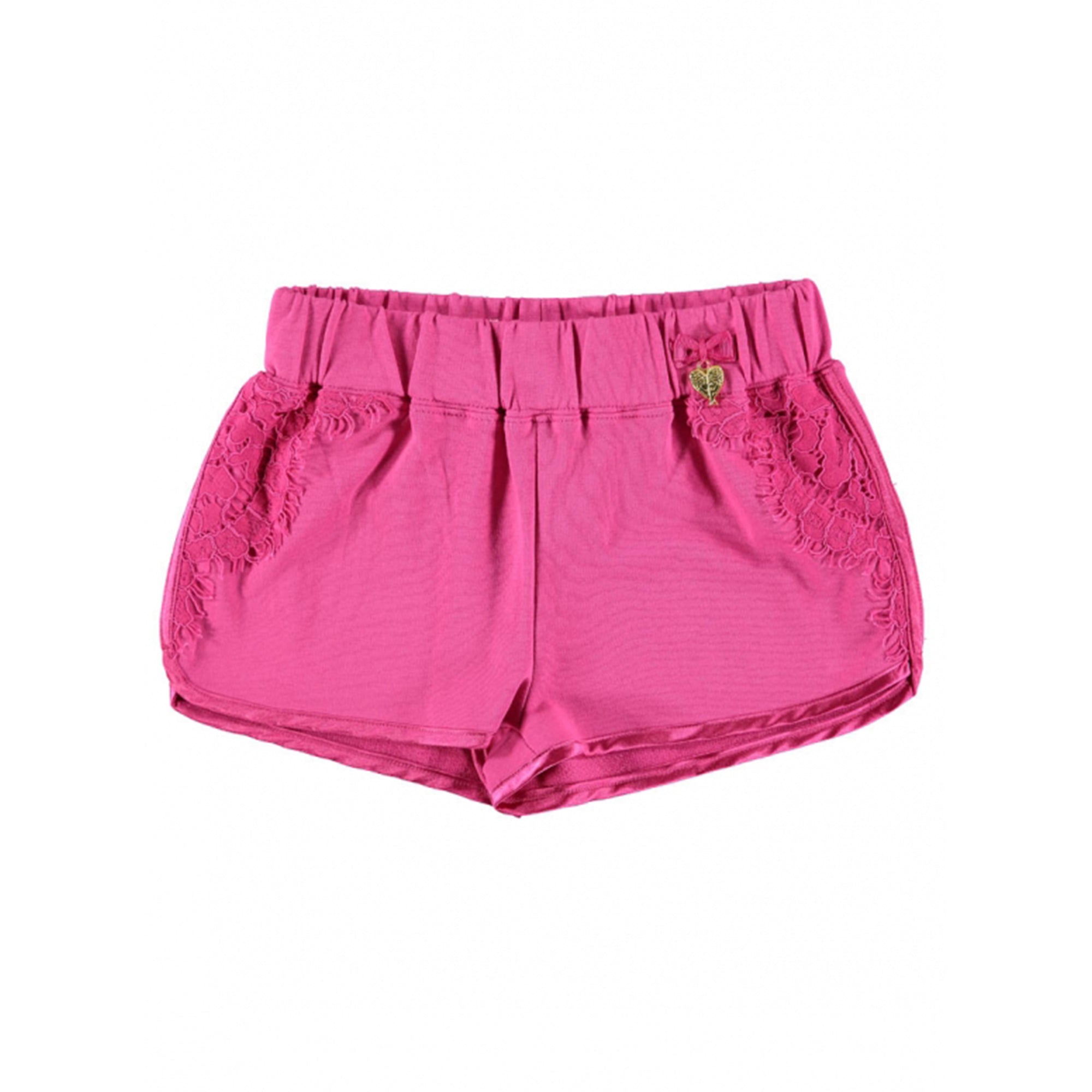 Short en maille de coton fuchsia pour fille