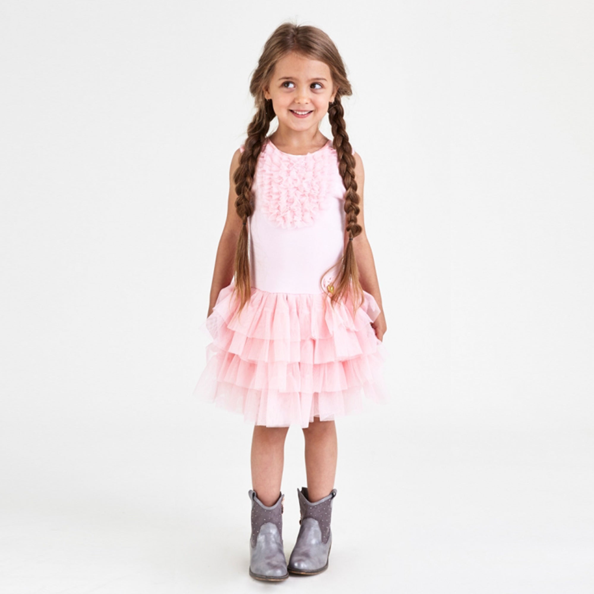 Robe en coton rose pour filles