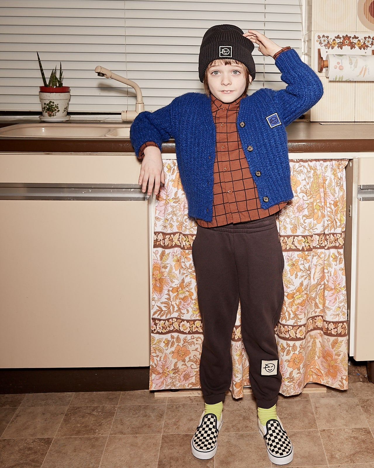 Boys & Girls Black Cotton Hat