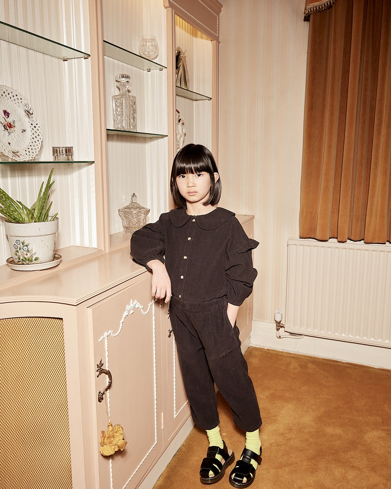 Boys & Girls Black Cotton Trousers