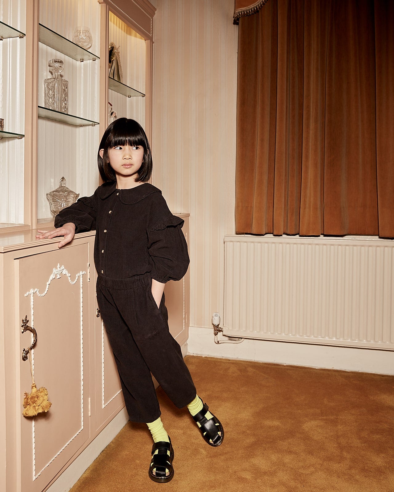 Boys & Girls Black Cotton Trousers