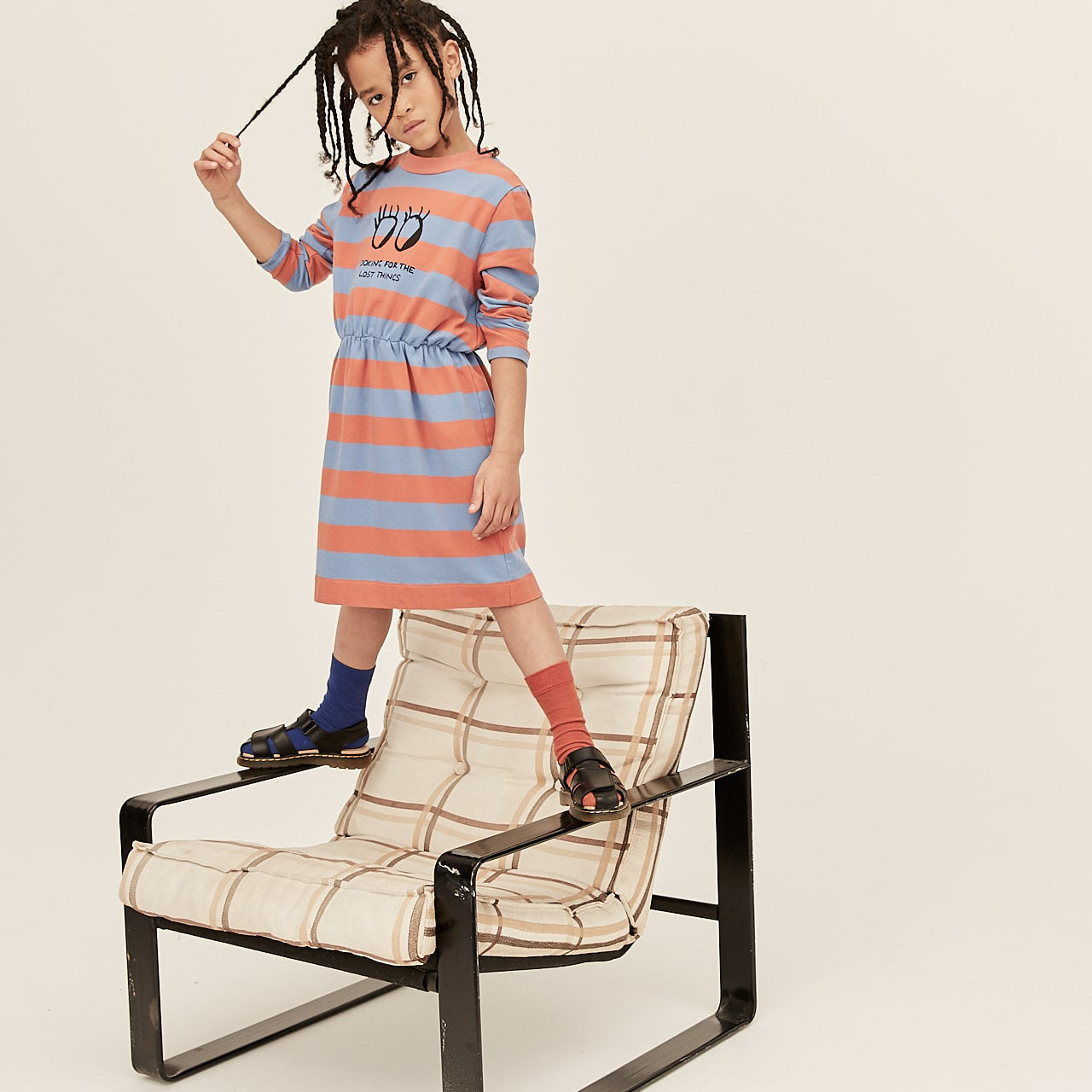 Girls Blue Stripes Cotton Dress