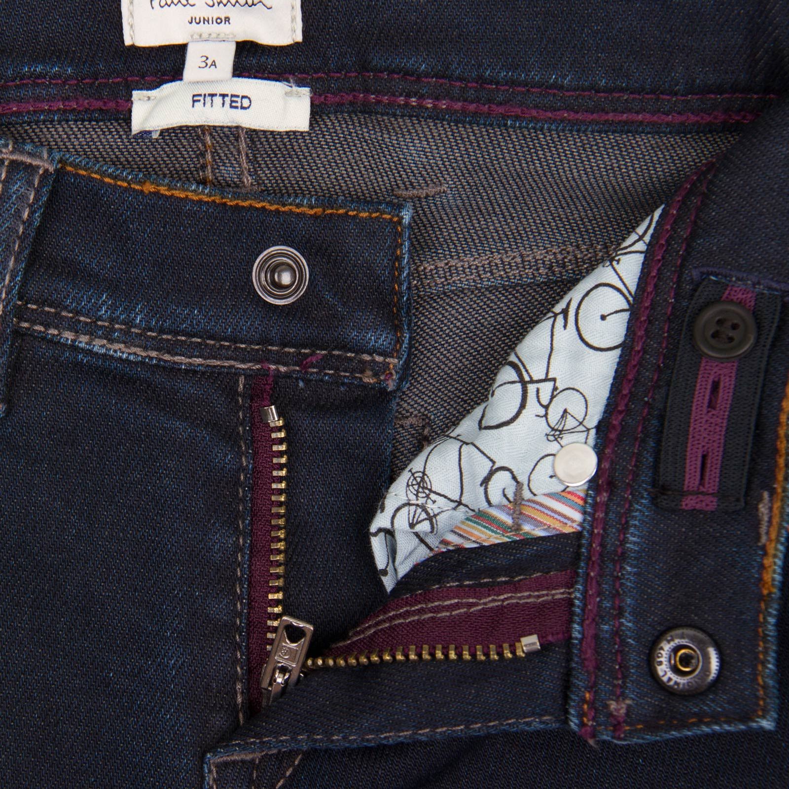 Boys Navy Blue Slim Fit Jeans With A Leather Logo Patch - CÉMAROSE | Children's Fashion Store - 3