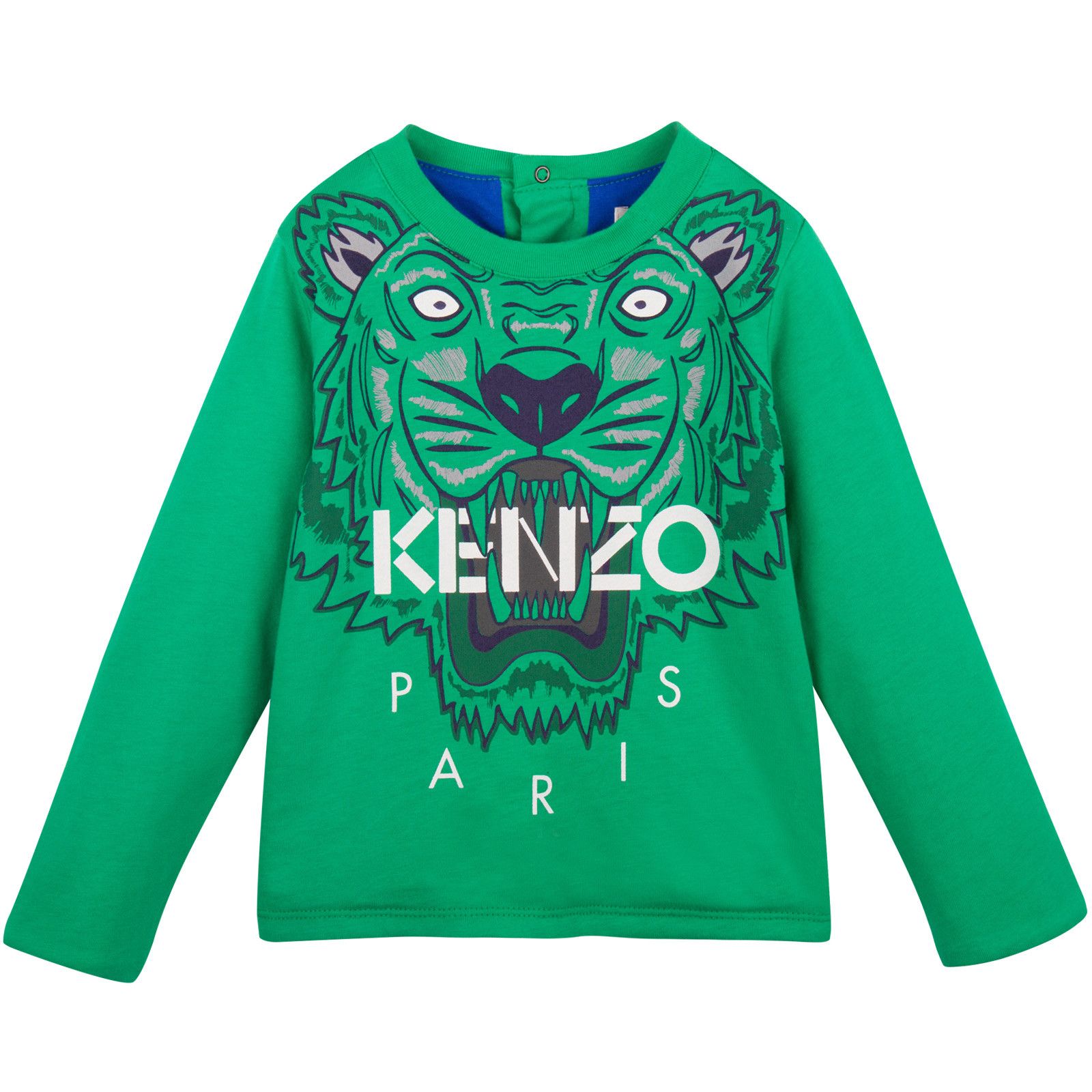 Baby Green Tiger Printed Sweatshirt With Blue Lining - CÉMAROSE | Children's Fashion Store - 1