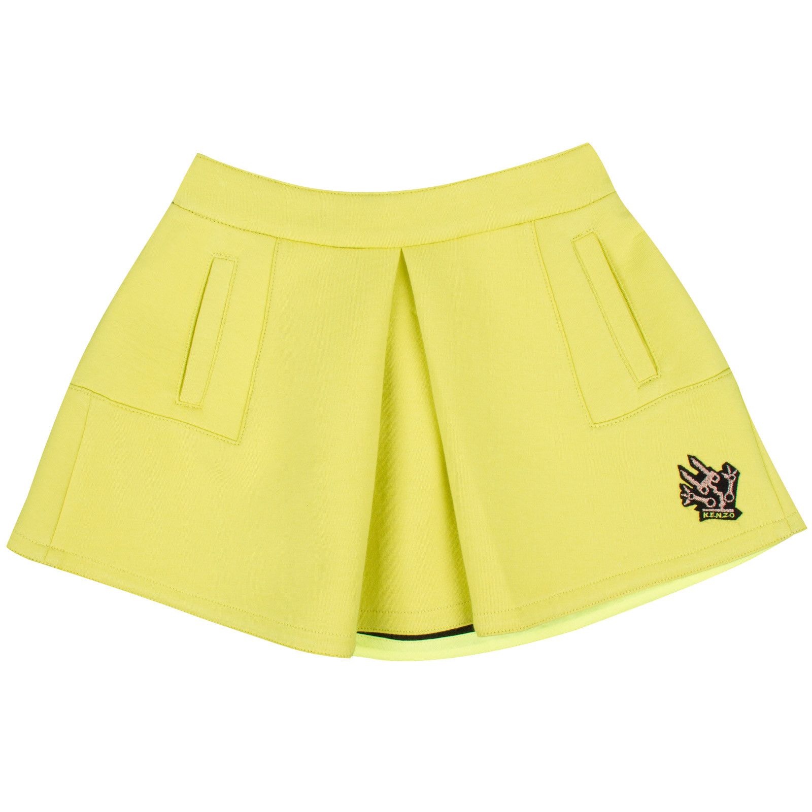 Girls Lime Green Embroidered Logo Skirt With Pockets - CÉMAROSE | Children's Fashion Store - 1
