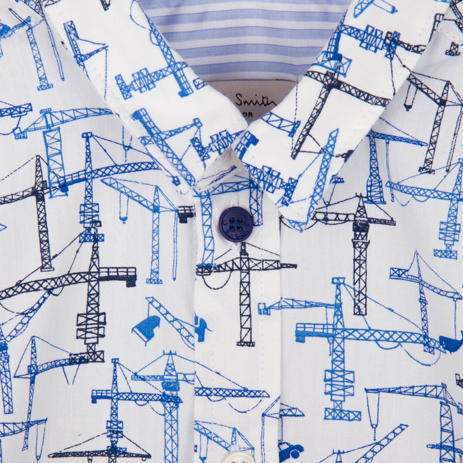 Boys White Cotton Crane Printed Shirt - CÉMAROSE | Children's Fashion Store - 3