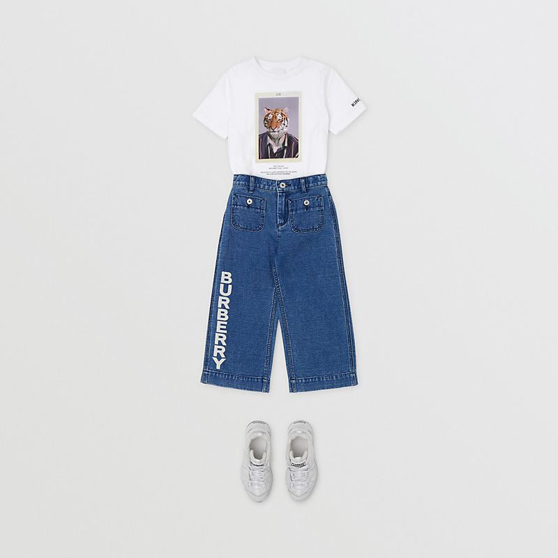 Boys White Tiger Cotton T-Shirt