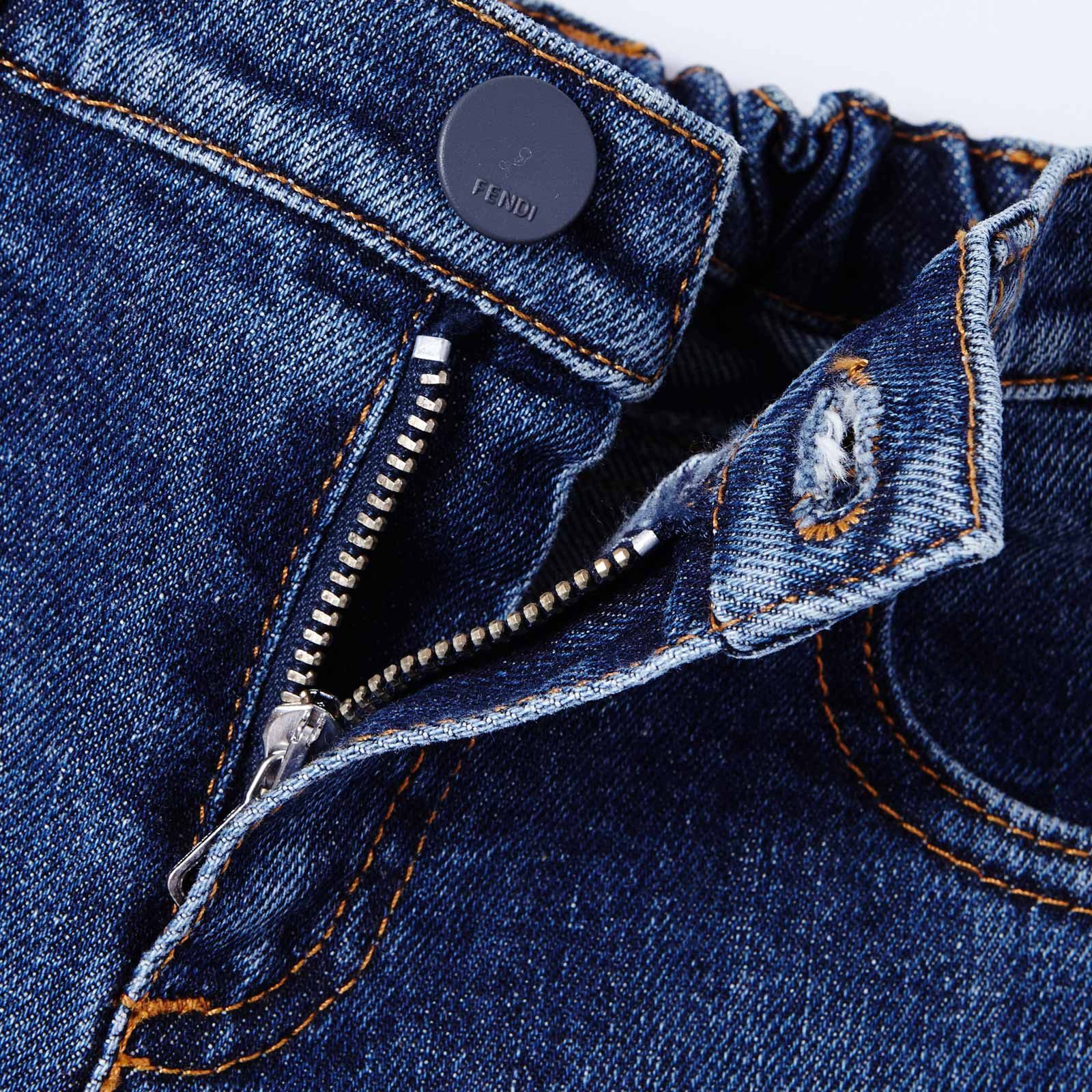 Baby Boys Blue Denim Monster Logo Patch Jeans - CÉMAROSE | Children's Fashion Store - 3