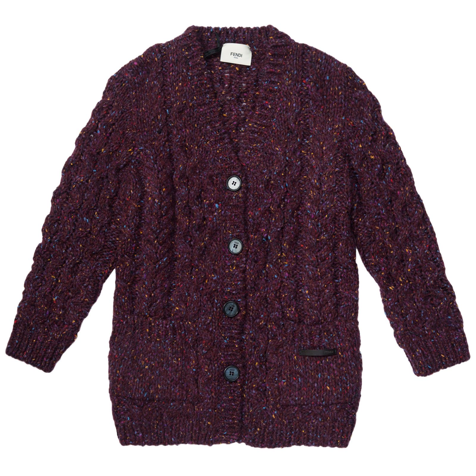 Girls Dark Red V-neck knitted Cardigan - CÉMAROSE | Children's Fashion Store - 1