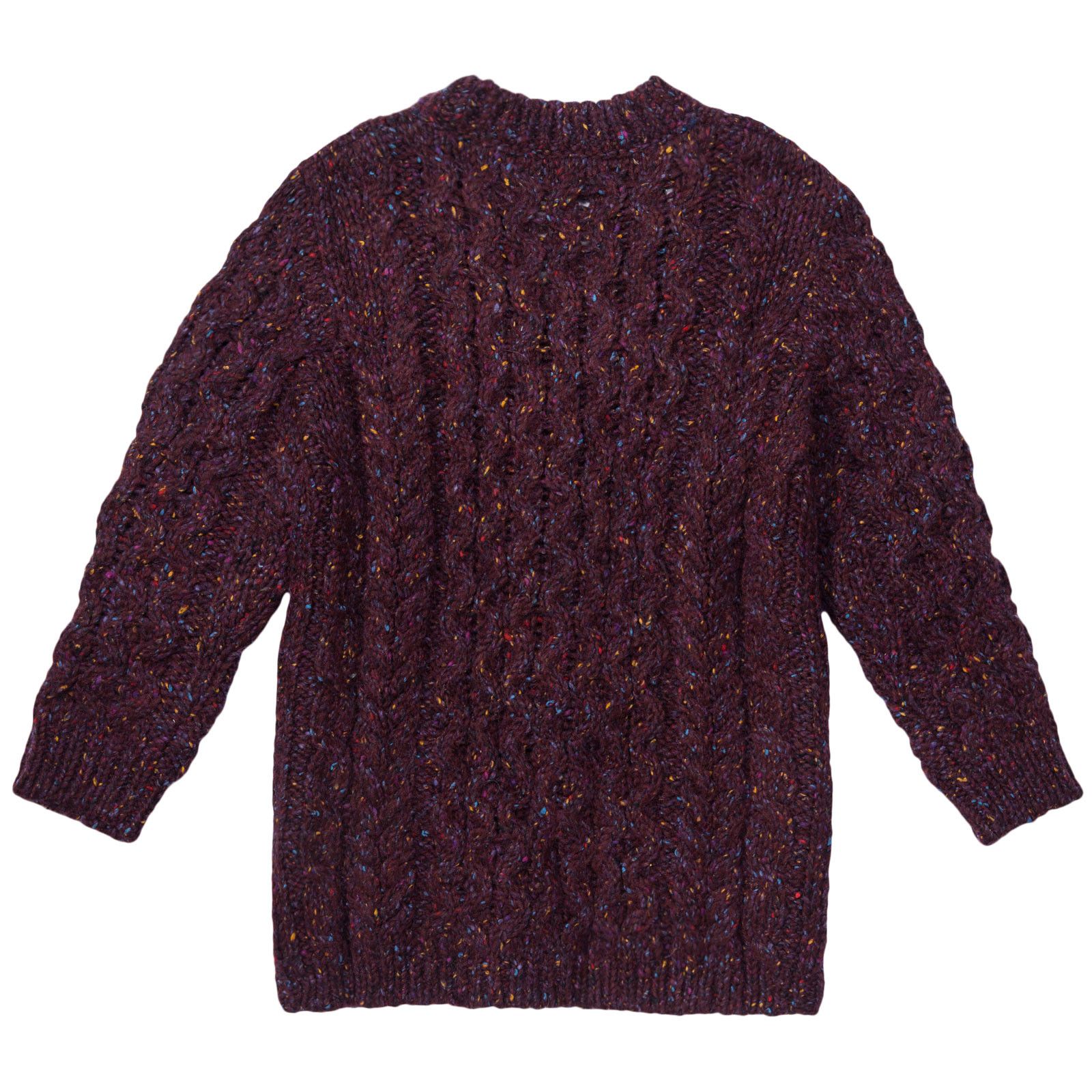 Girls Dark Red V-neck knitted Cardigan - CÉMAROSE | Children's Fashion Store - 2