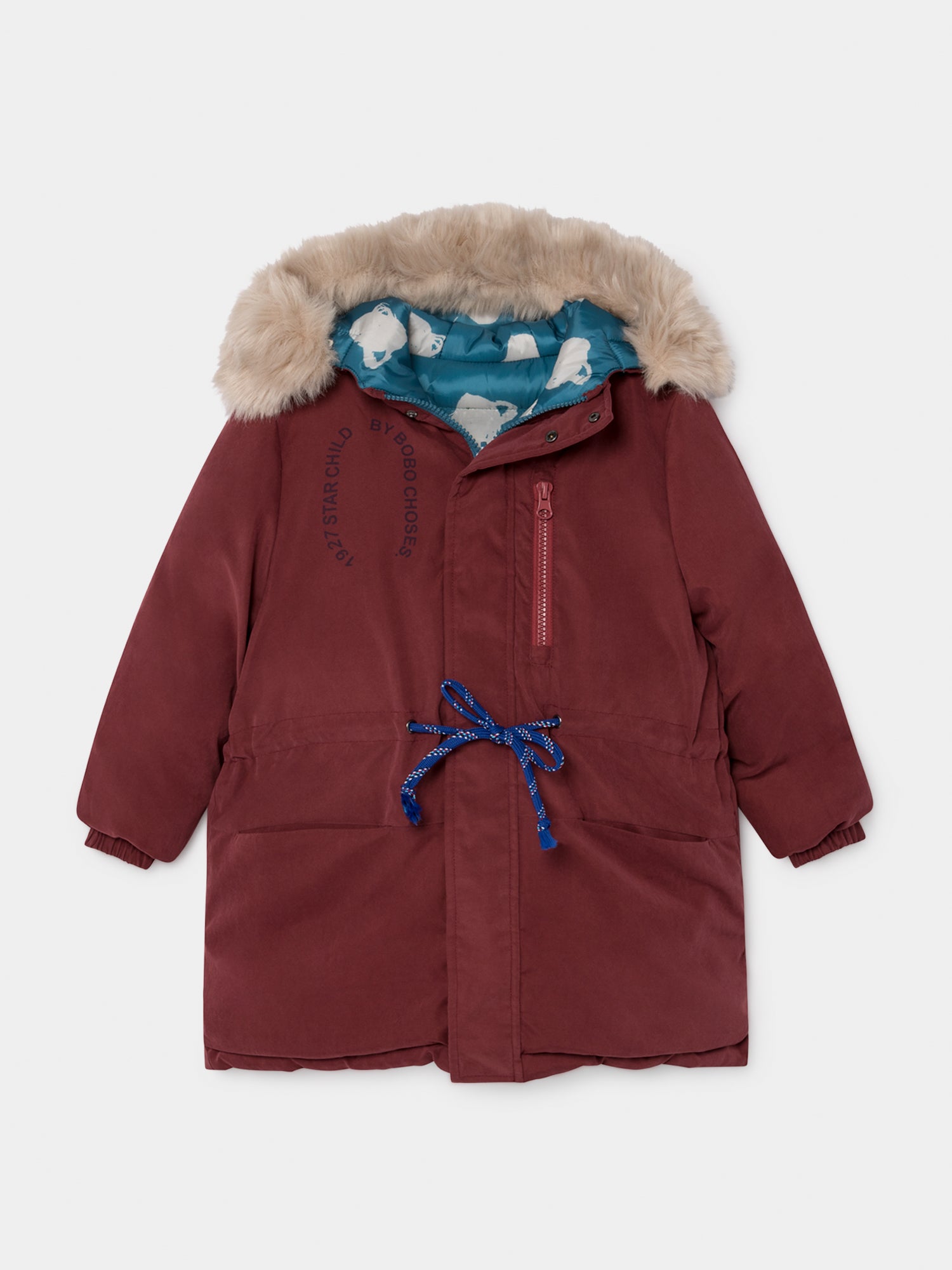 Boys Red & Blue Saturn Hooded Reversible Coat