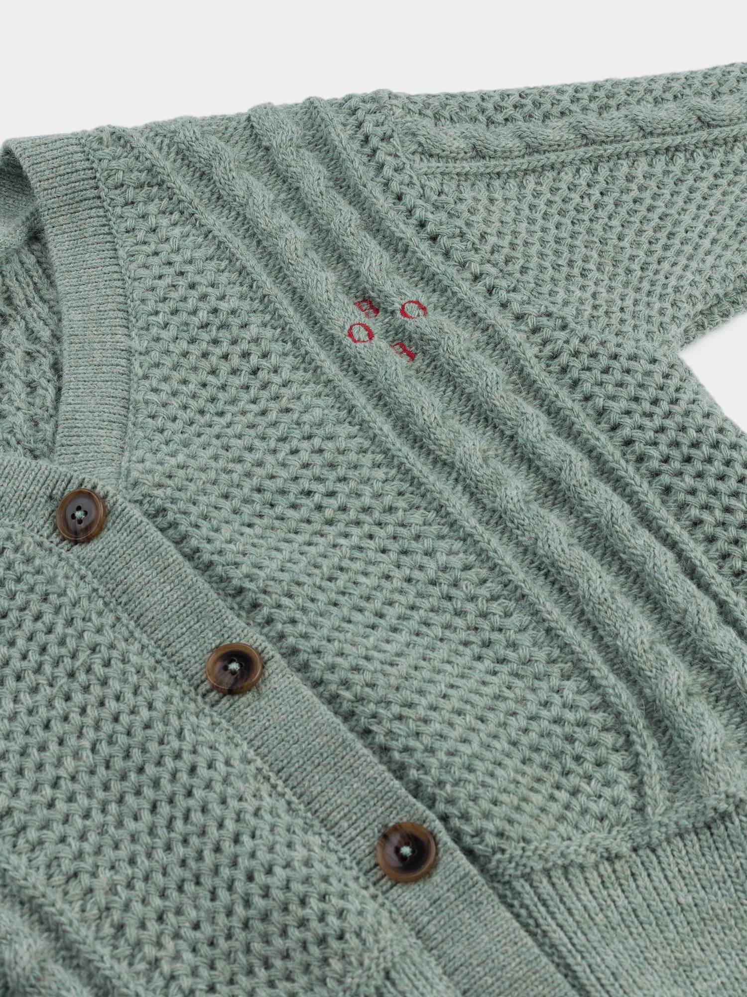 Boys Green Logo Cardigan