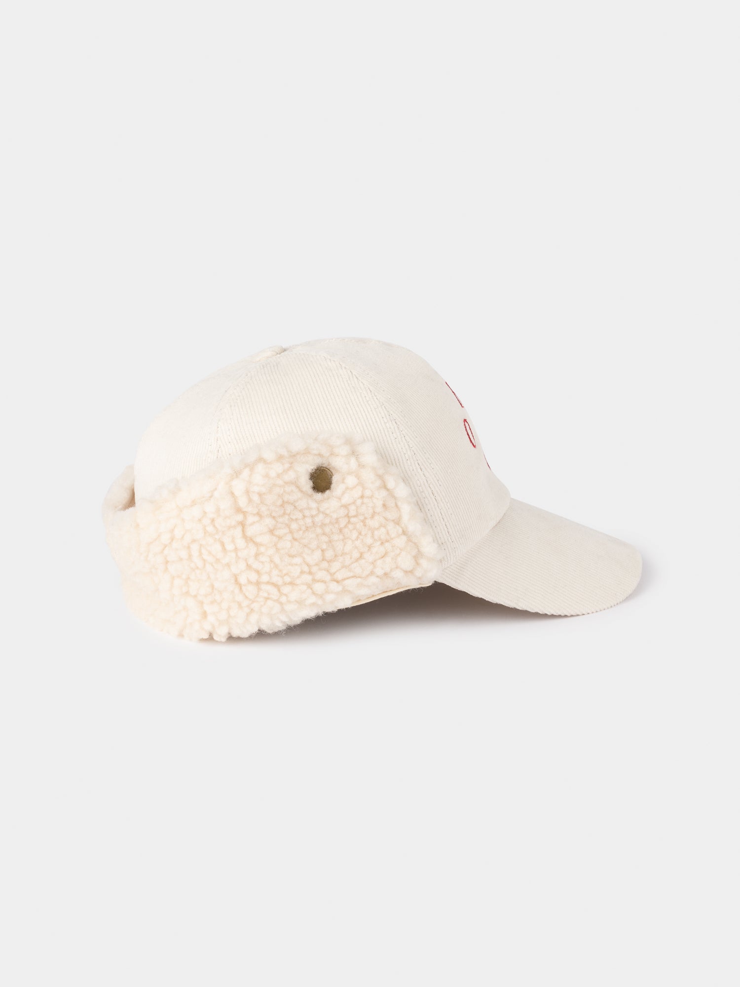 Girls Beige Logo Sheepskin Cap
