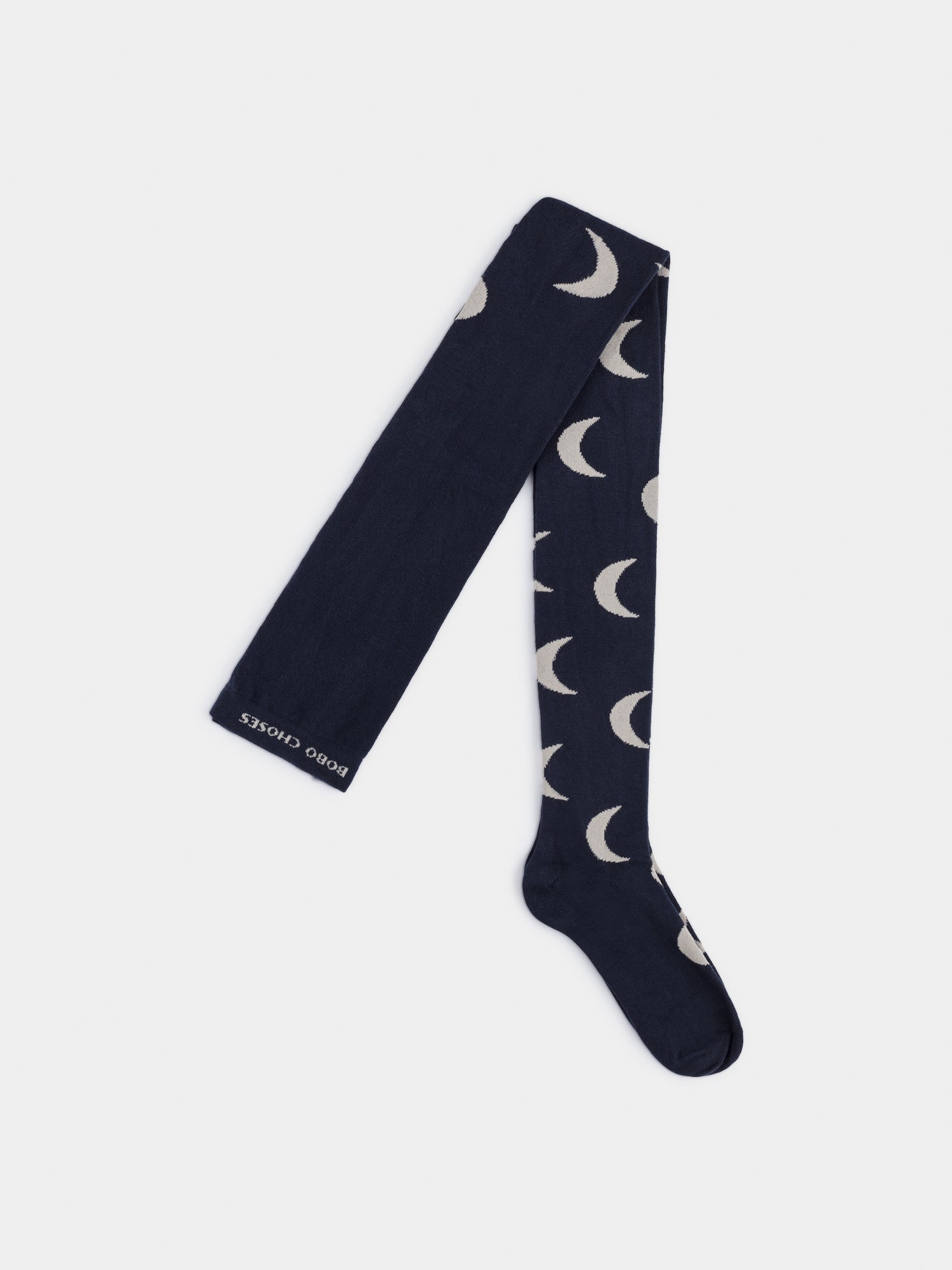 Girls Navy Moon Cotton Tights