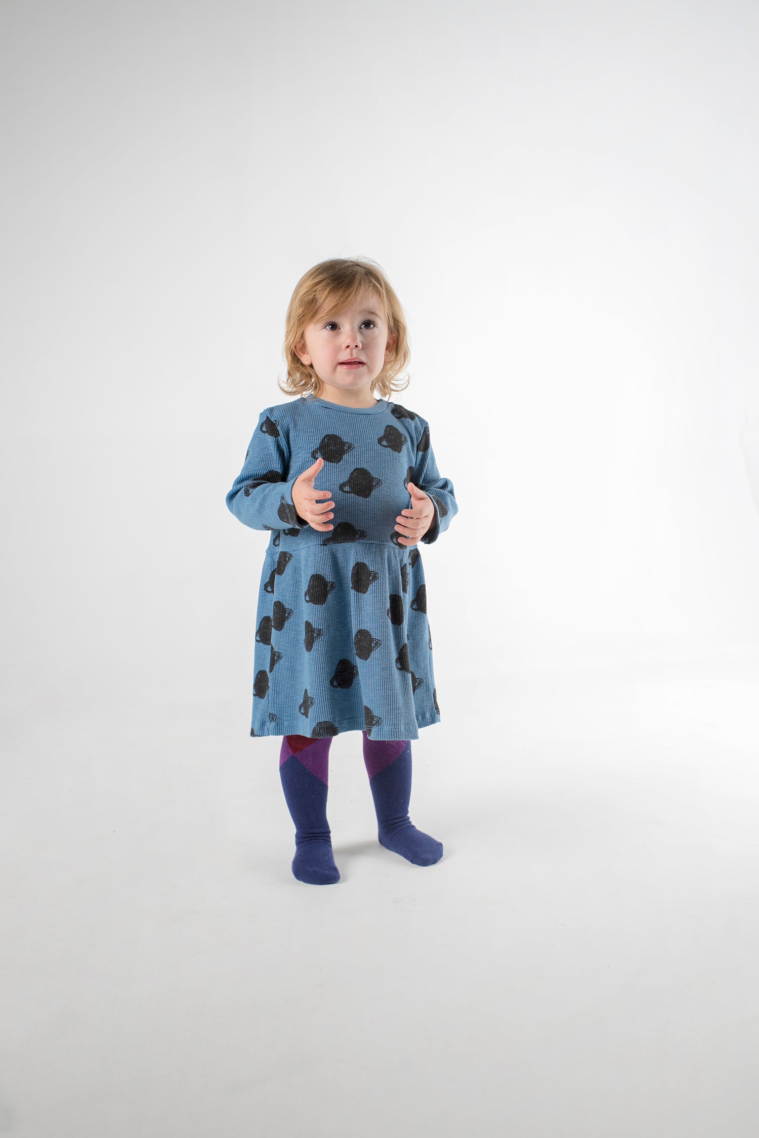 Girls Red & Blue Cotton Tights