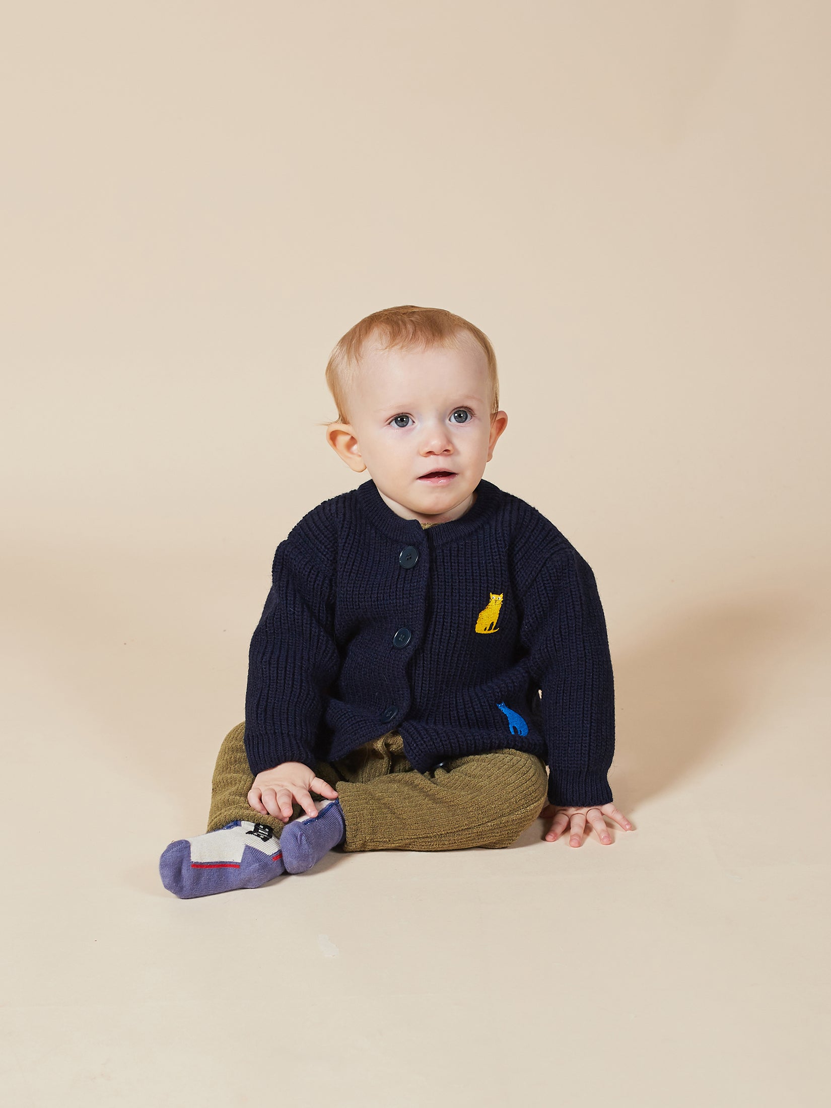 Baby Boys Twilight Blue Cats Cardigan