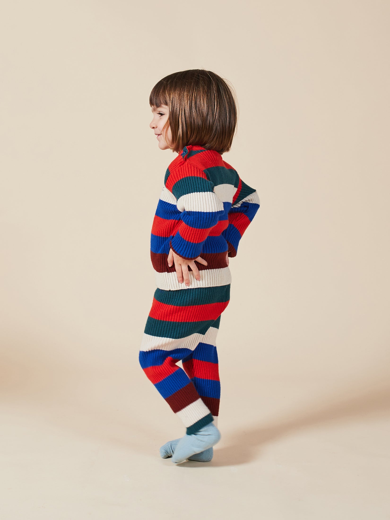 Baby Boys Electric Blue Stripe Knitted Legging