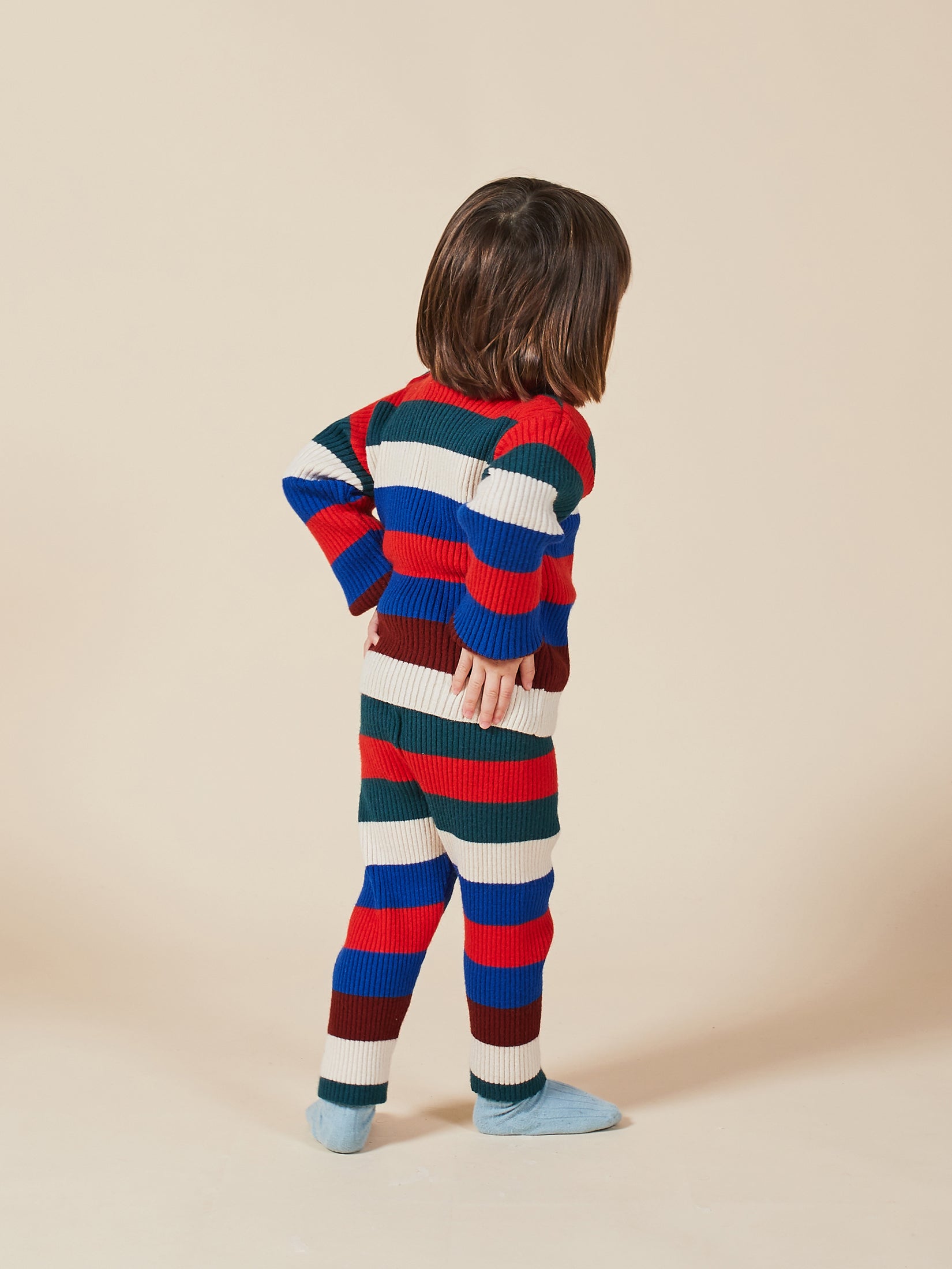 Baby Boys Electric Blue Stripe Knitted Legging