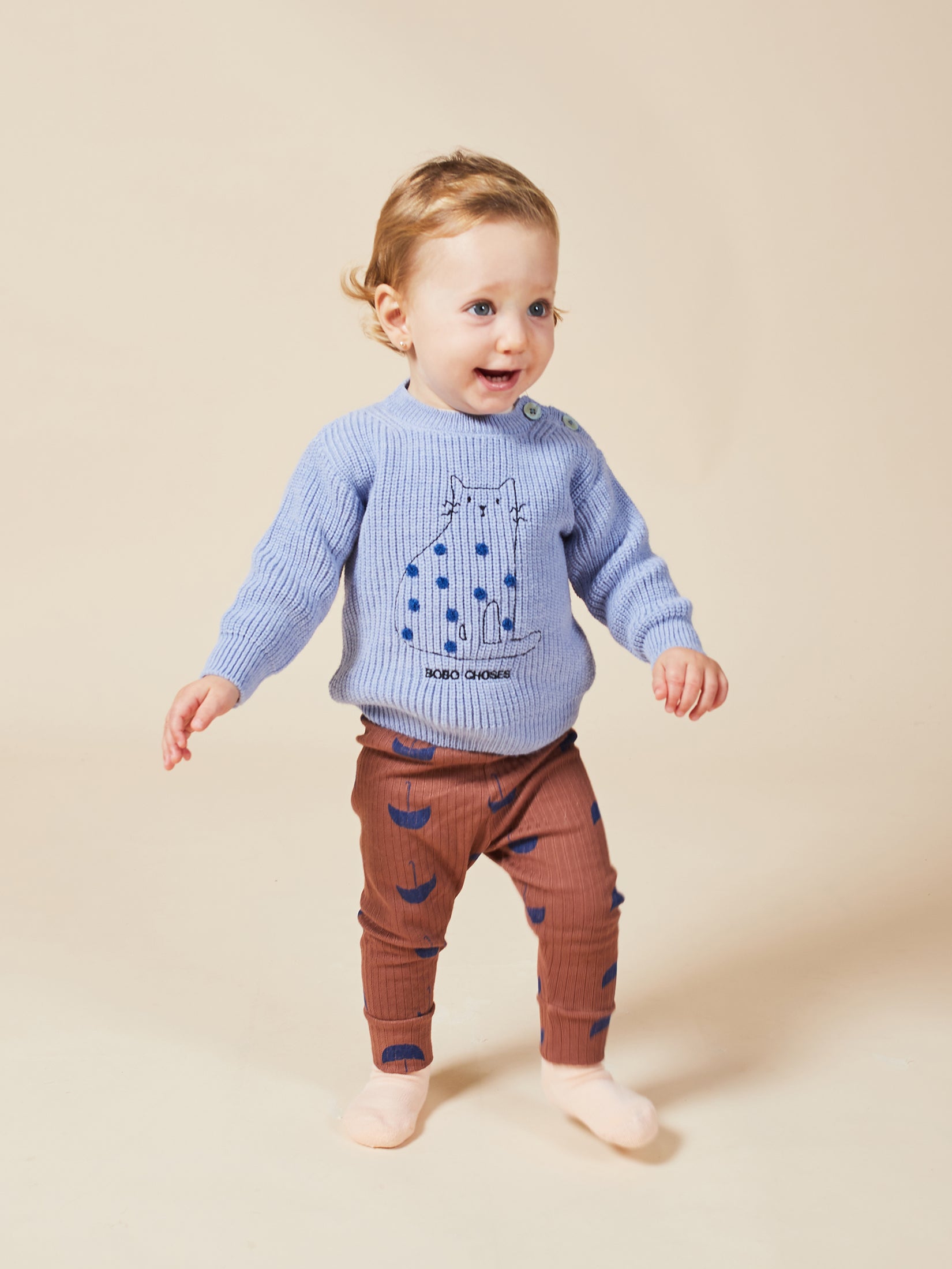 Baby Boys Forever Blue Cat Jumper
