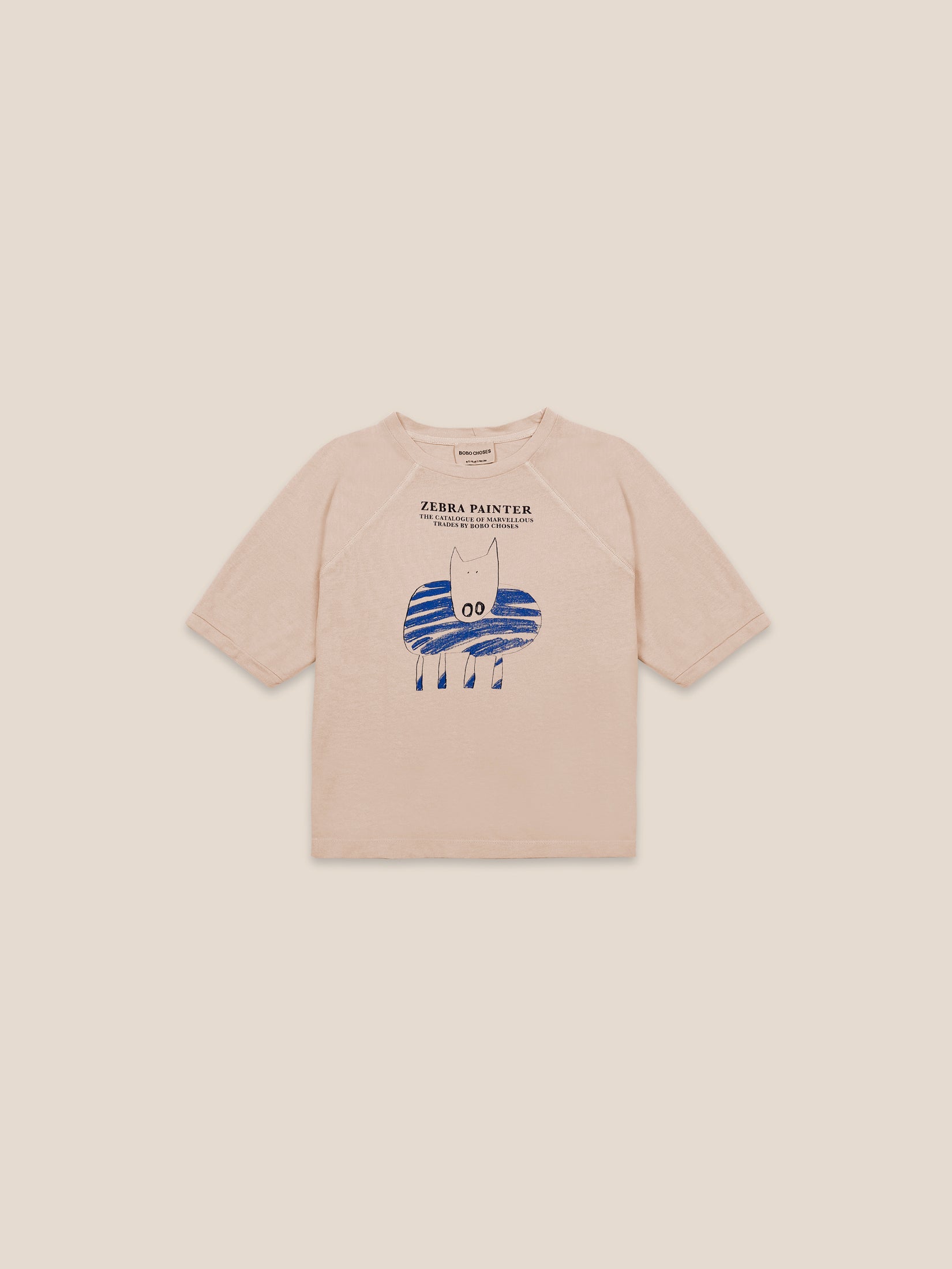 Boys Brown Rice Zebra Painter Organic Cotton T-Shirt