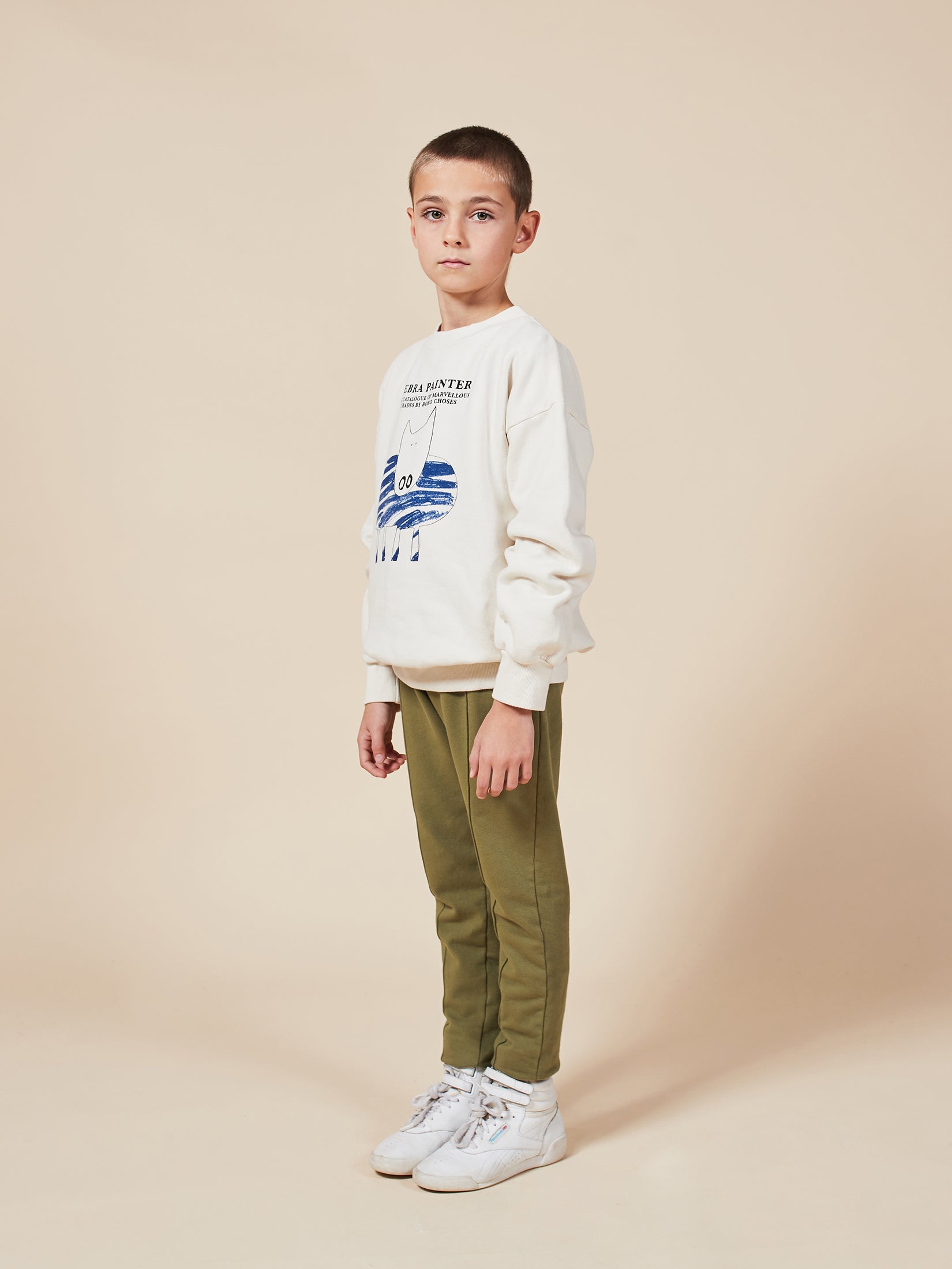 Boys Pristine Zebra Painter Organic Cotton Sweatshirt