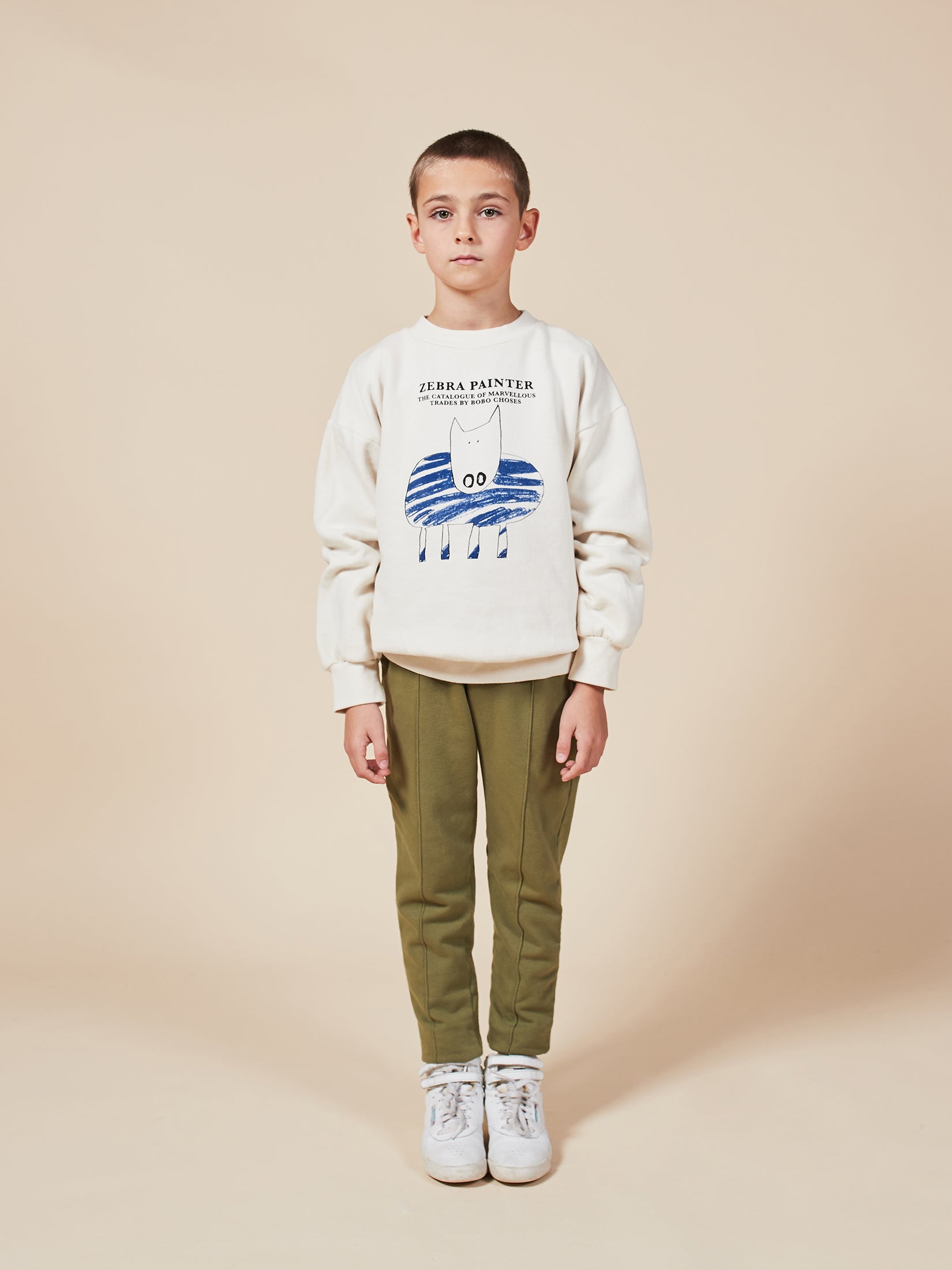 Boys Pristine Zebra Painter Organic Cotton Sweatshirt