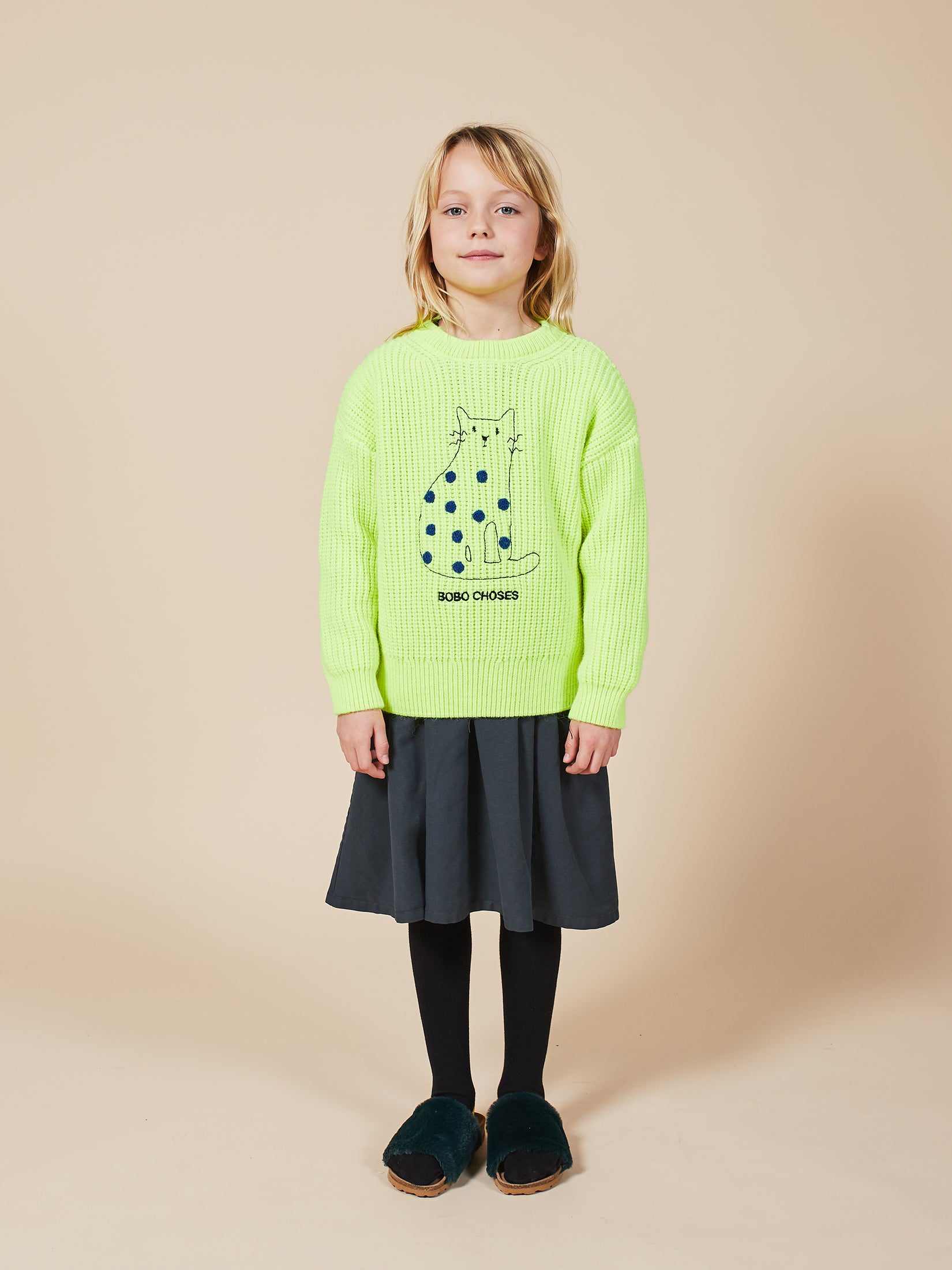 Boys & Girls Electric Yellow Cat Jumper