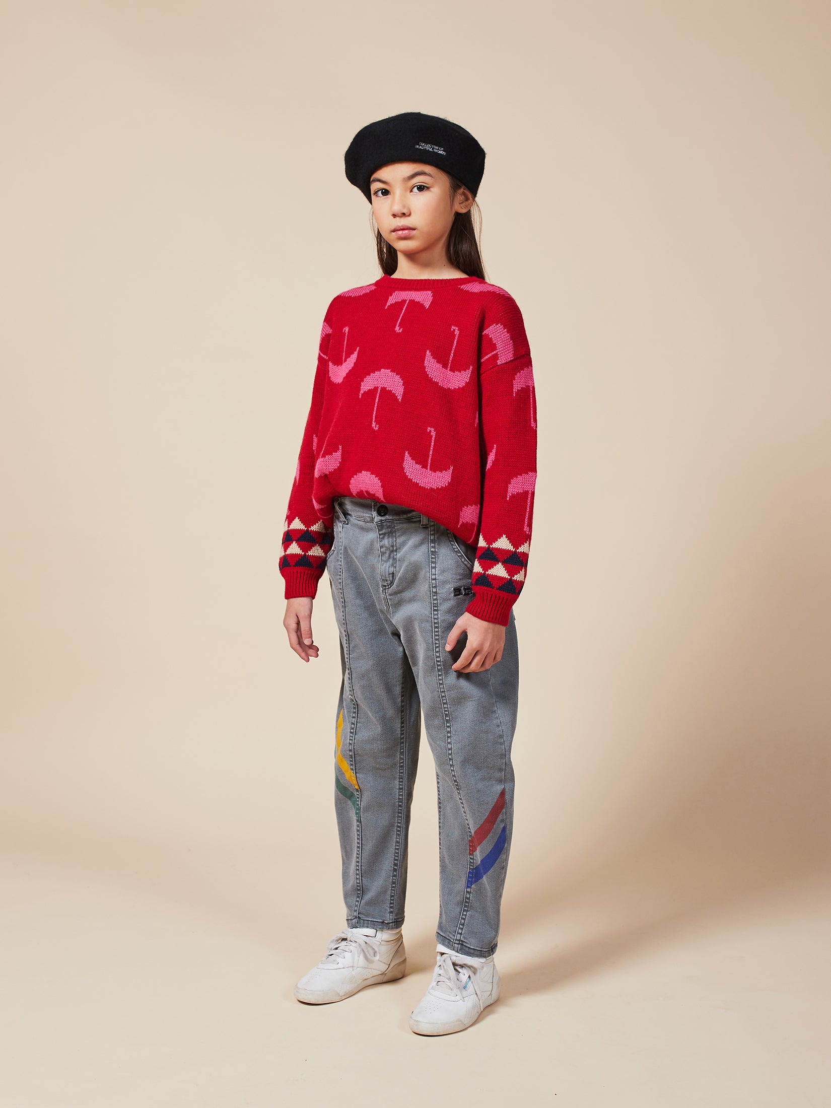 Boys & Girls Grey Multicolor Denim Trousers