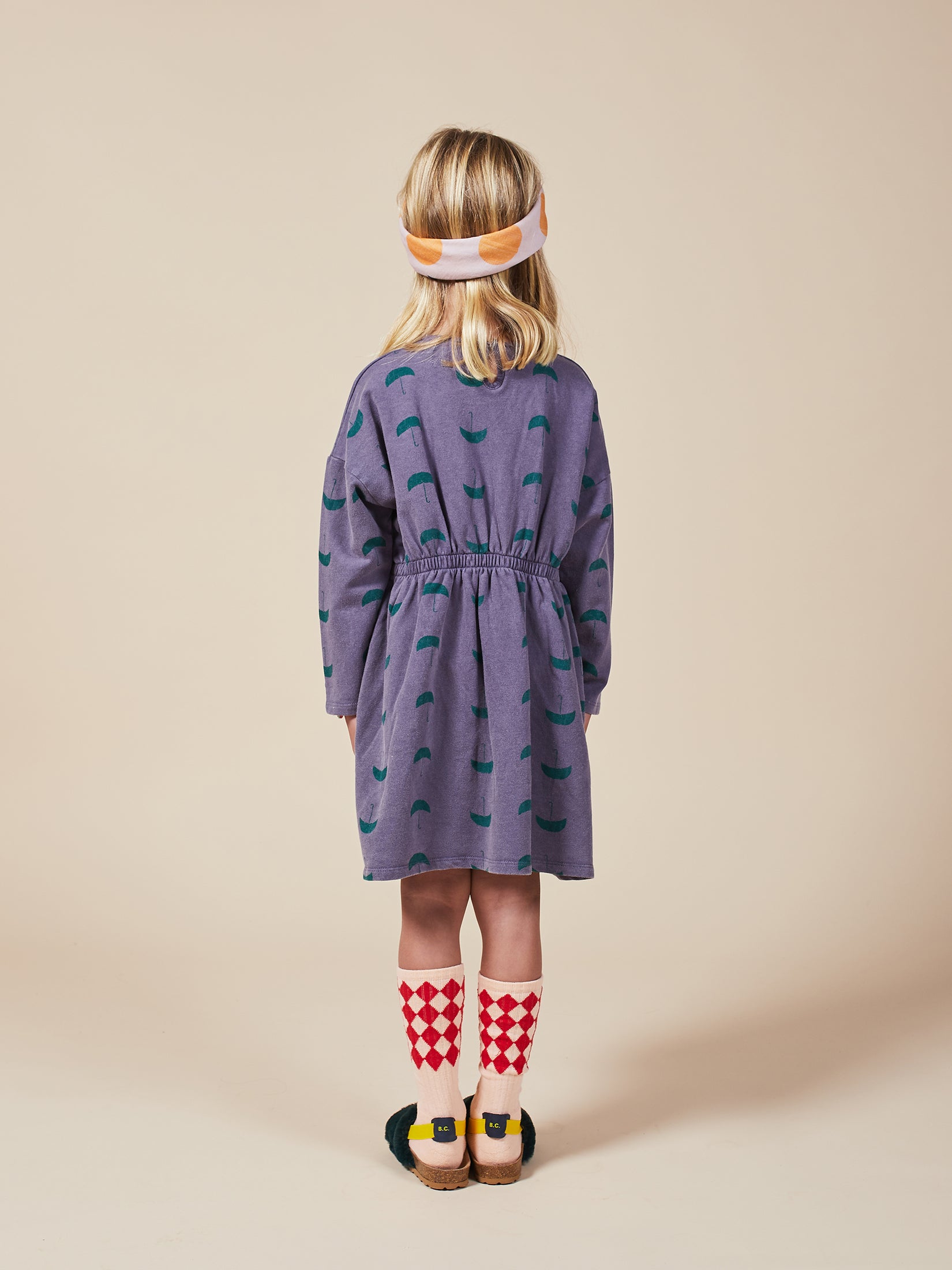 Girls Grape Compote Umbrella Fleece Dress