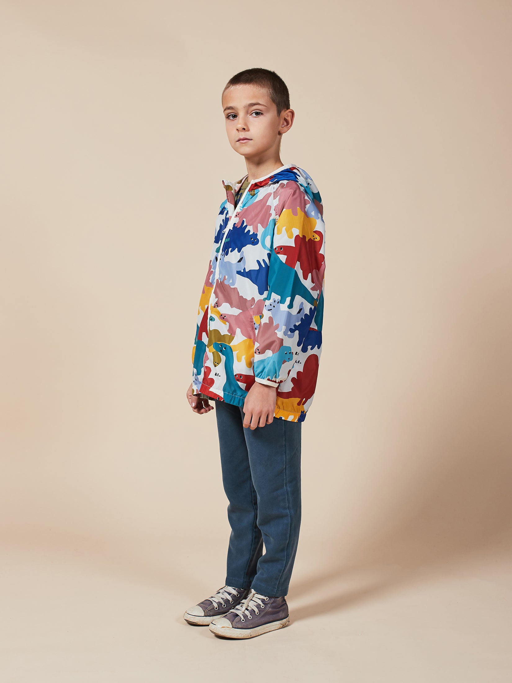 Boys & Girls Brown Rice Dinos All Over Rain Jacket