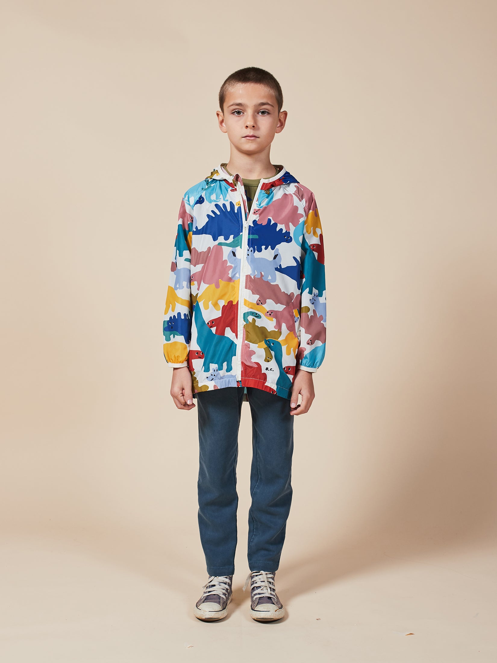 Boys & Girls Brown Rice Dinos All Over Rain Jacket