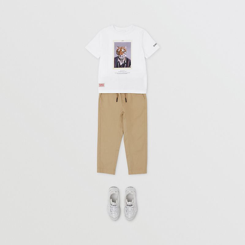Boys White Tiger Cotton T-Shirt