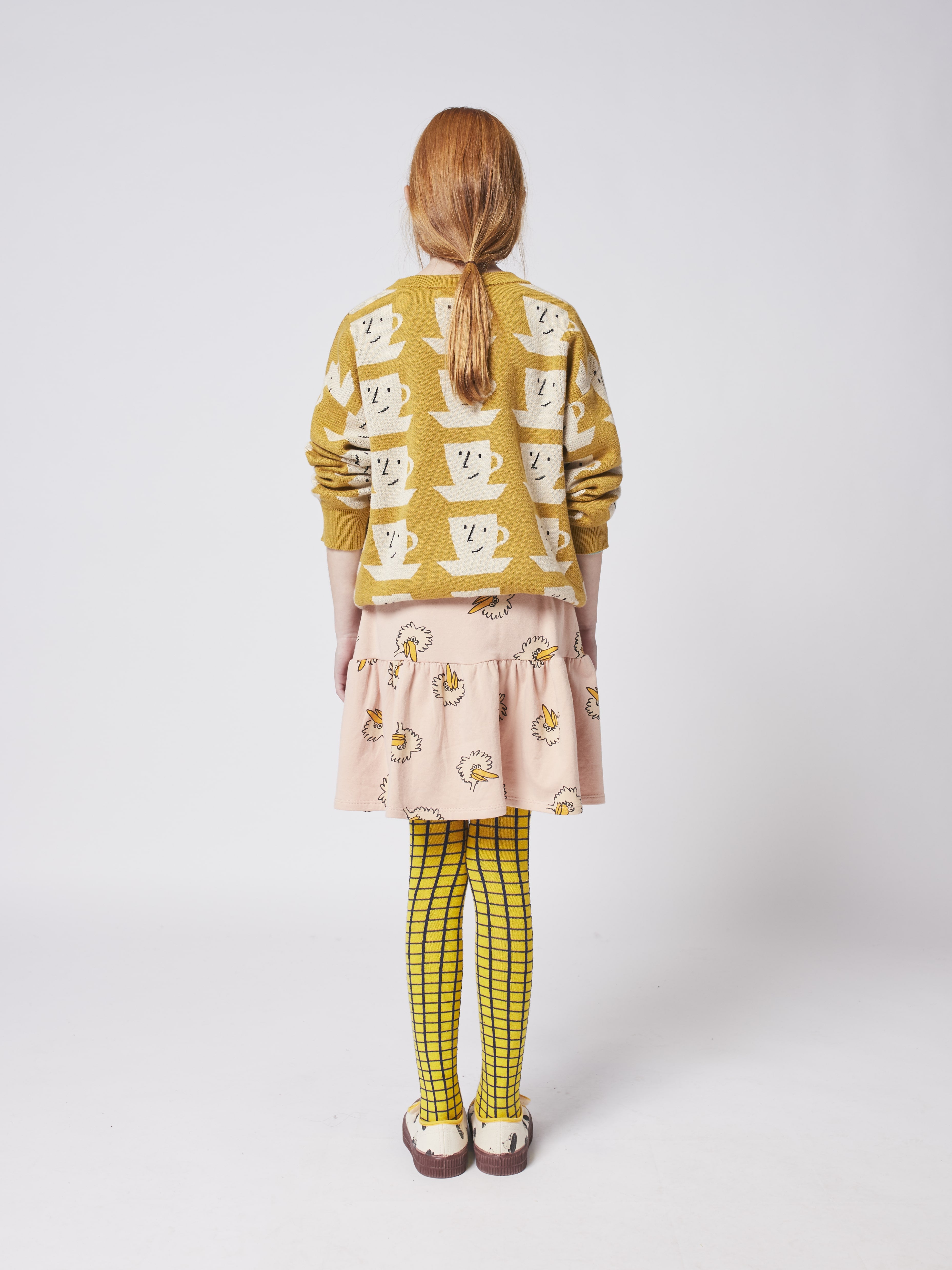 Girls Pink Birdie Printed Cotton Skirt