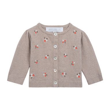 Baby Girls Grey Embroidered Folwer Cardigan - CÉMAROSE | Children's Fashion Store