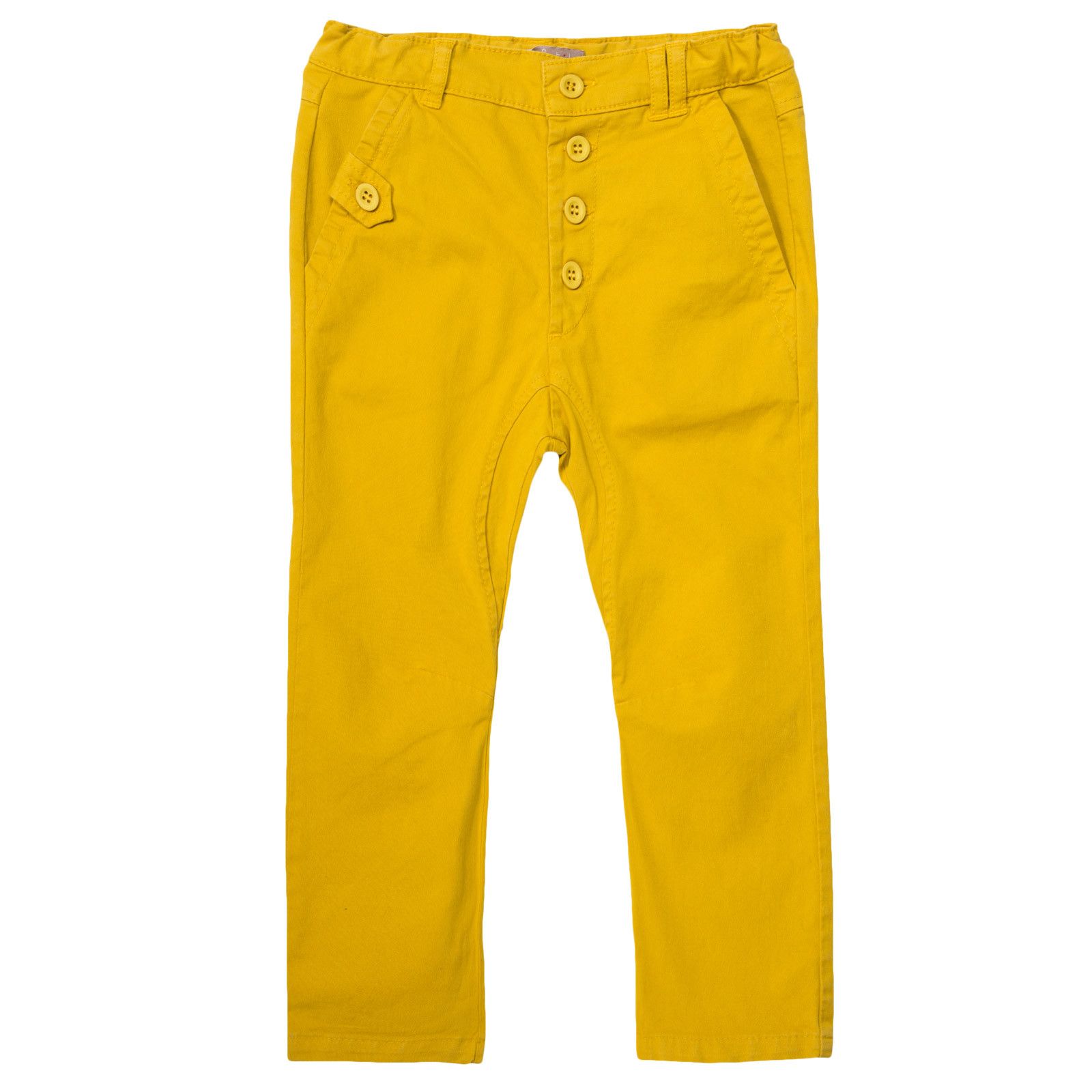 Boys Yellow Slim Fit Cotton Trousers - CÉMAROSE | Children's Fashion Store - 1