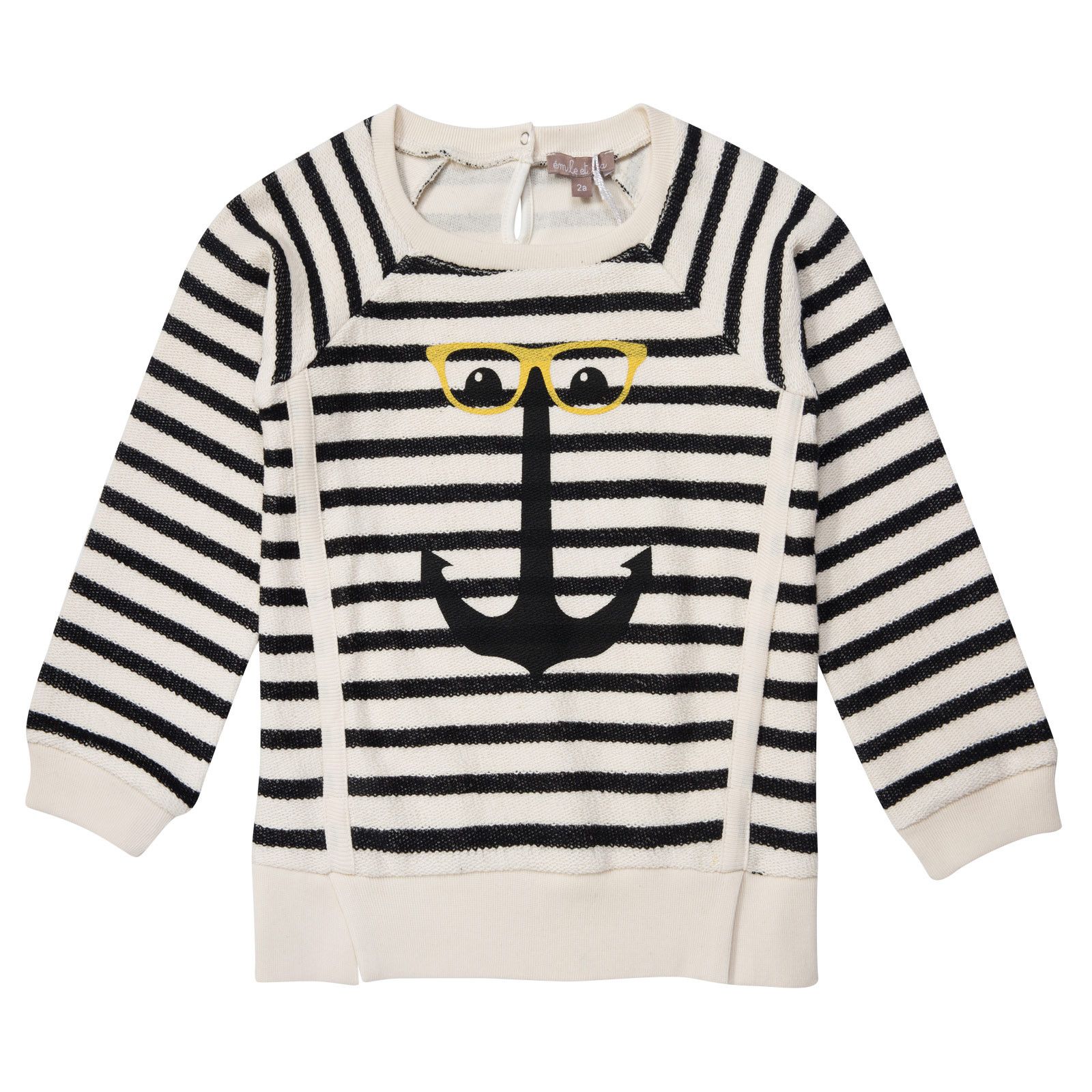 Boys White&Blue Stripe Sweater With Anchor Logo - CÉMAROSE | Children's Fashion Store - 1