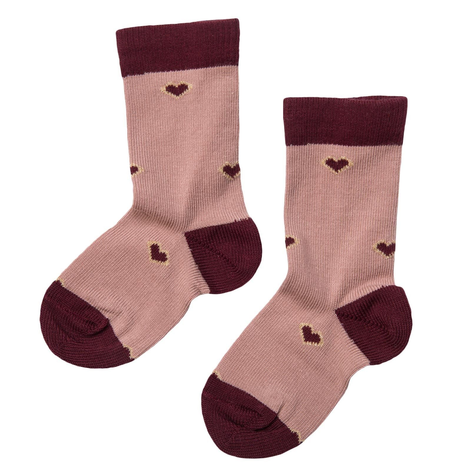 Girls Dusty Pink Embroidered Hearts Socks - CÉMAROSE | Children's Fashion Store - 2