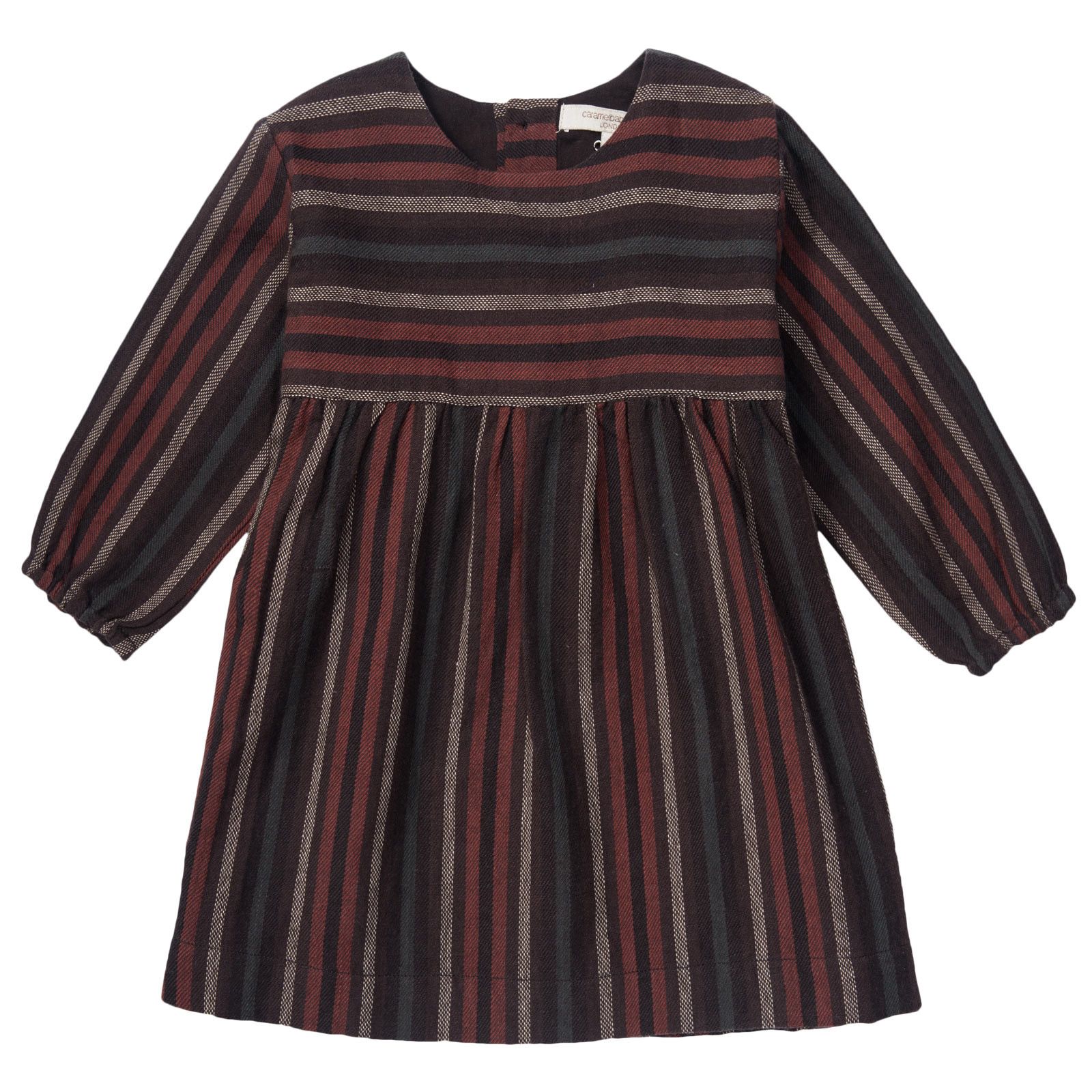 Baby Girls Grey&Brown Striped Cotton Dress - CÉMAROSE | Children's Fashion Store - 1