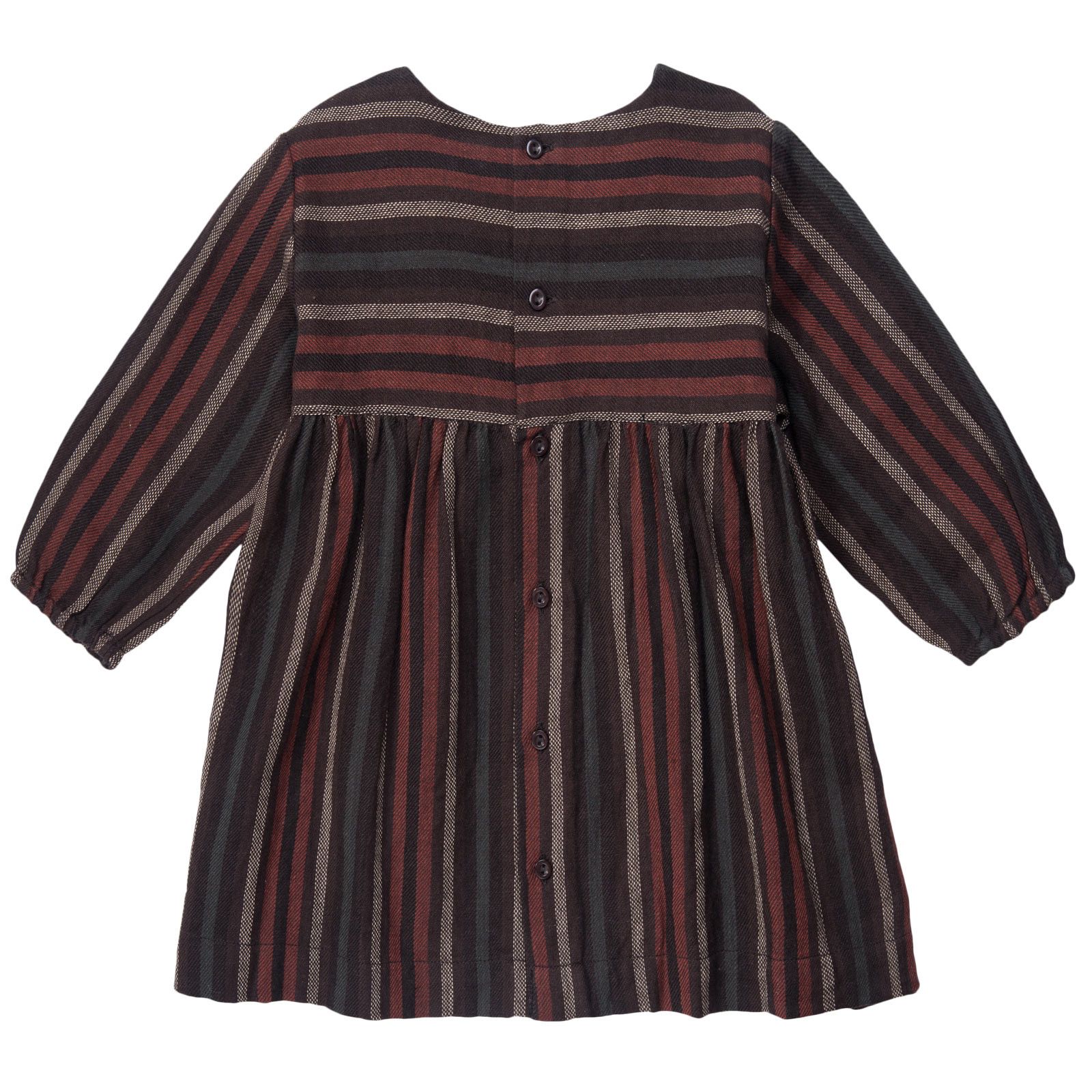 Baby Girls Grey&Brown Striped Cotton Dress - CÉMAROSE | Children's Fashion Store - 2