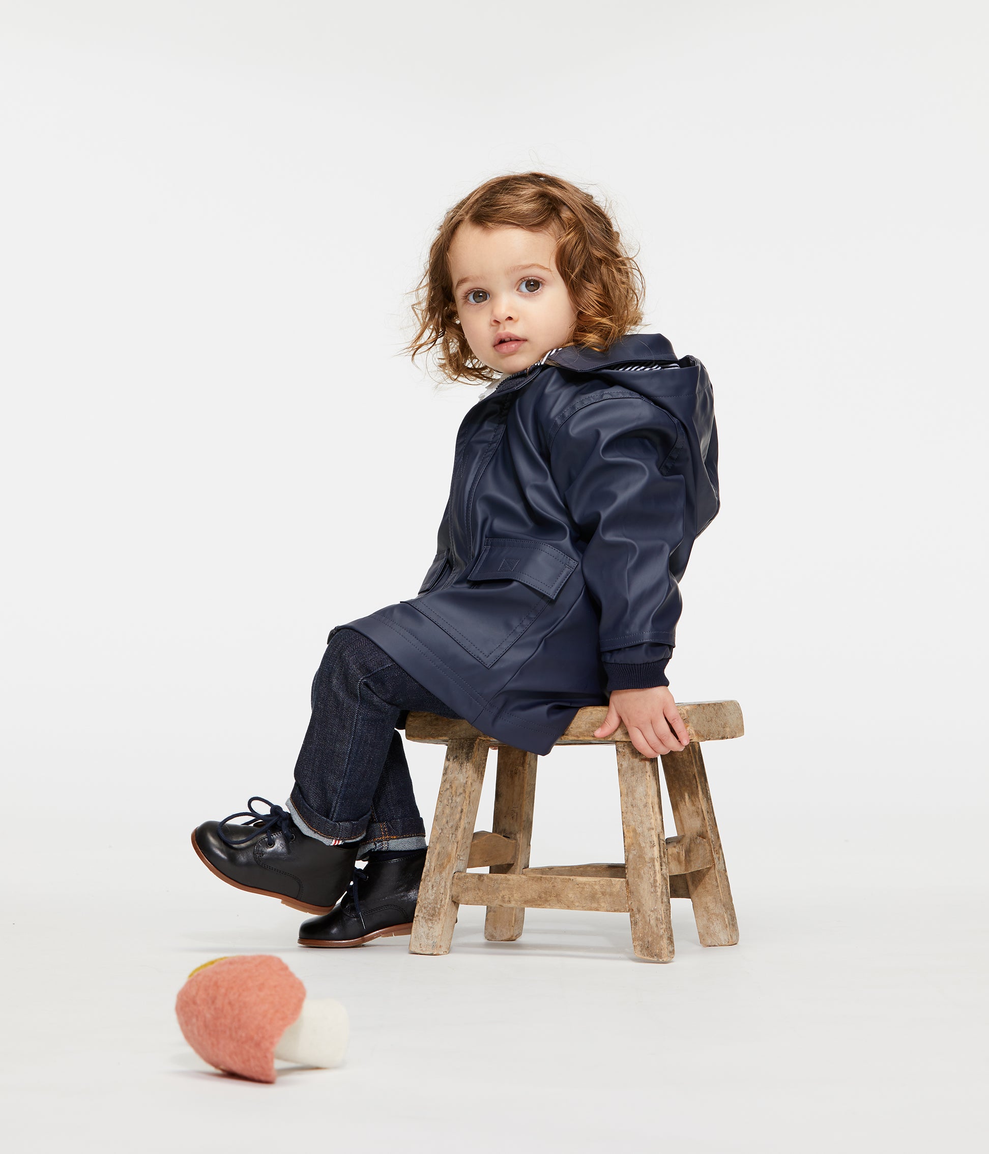 Baby Boys & Girls Navy Hooded Coat