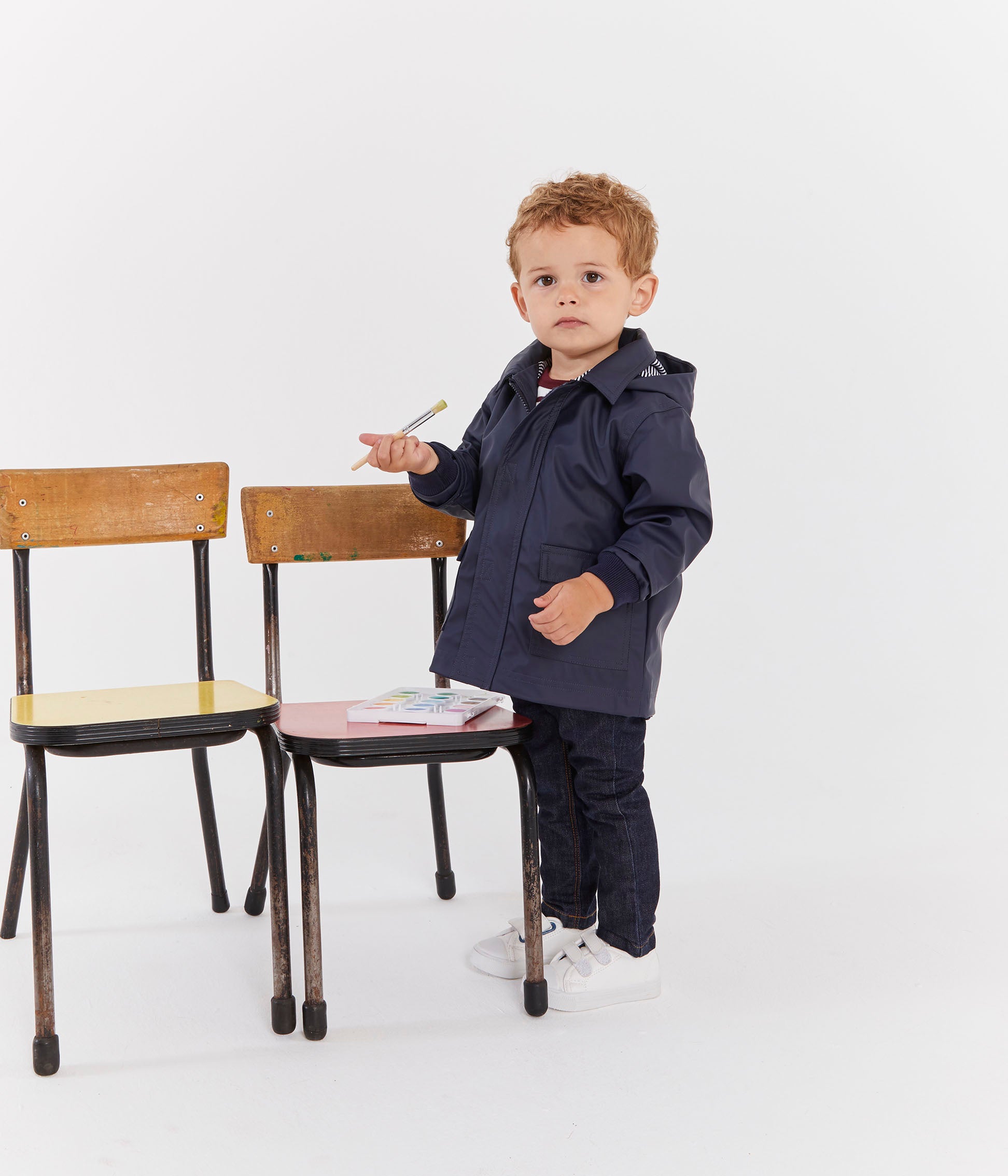 Baby Boys & Girls Navy Hooded Coat