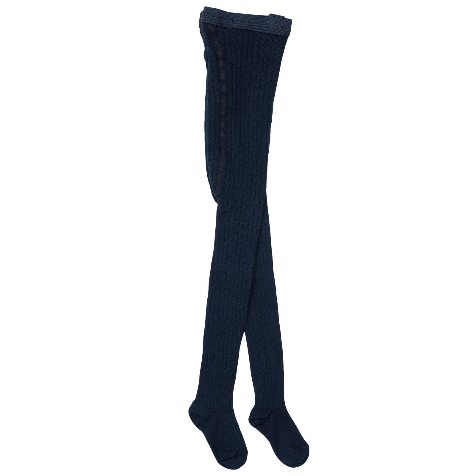Baby Girls Navy Blue Knitted Ribbed Tights - CÉMAROSE | Children's Fashion Store - 1