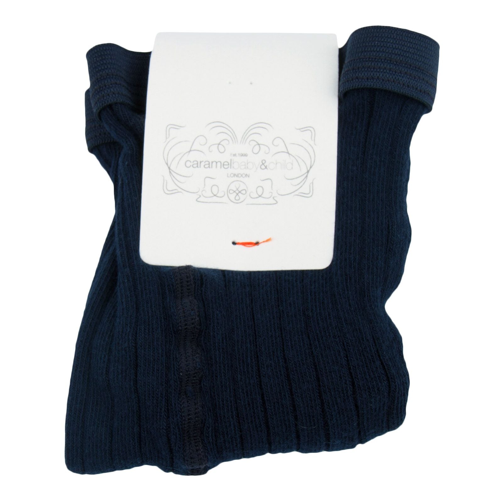 Baby Girls Navy Blue Knitted Ribbed Tights - CÉMAROSE | Children's Fashion Store - 2