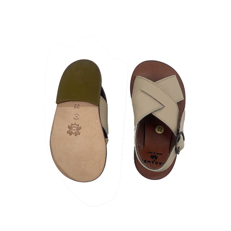 Boys & Girls Beige Leather Sandals