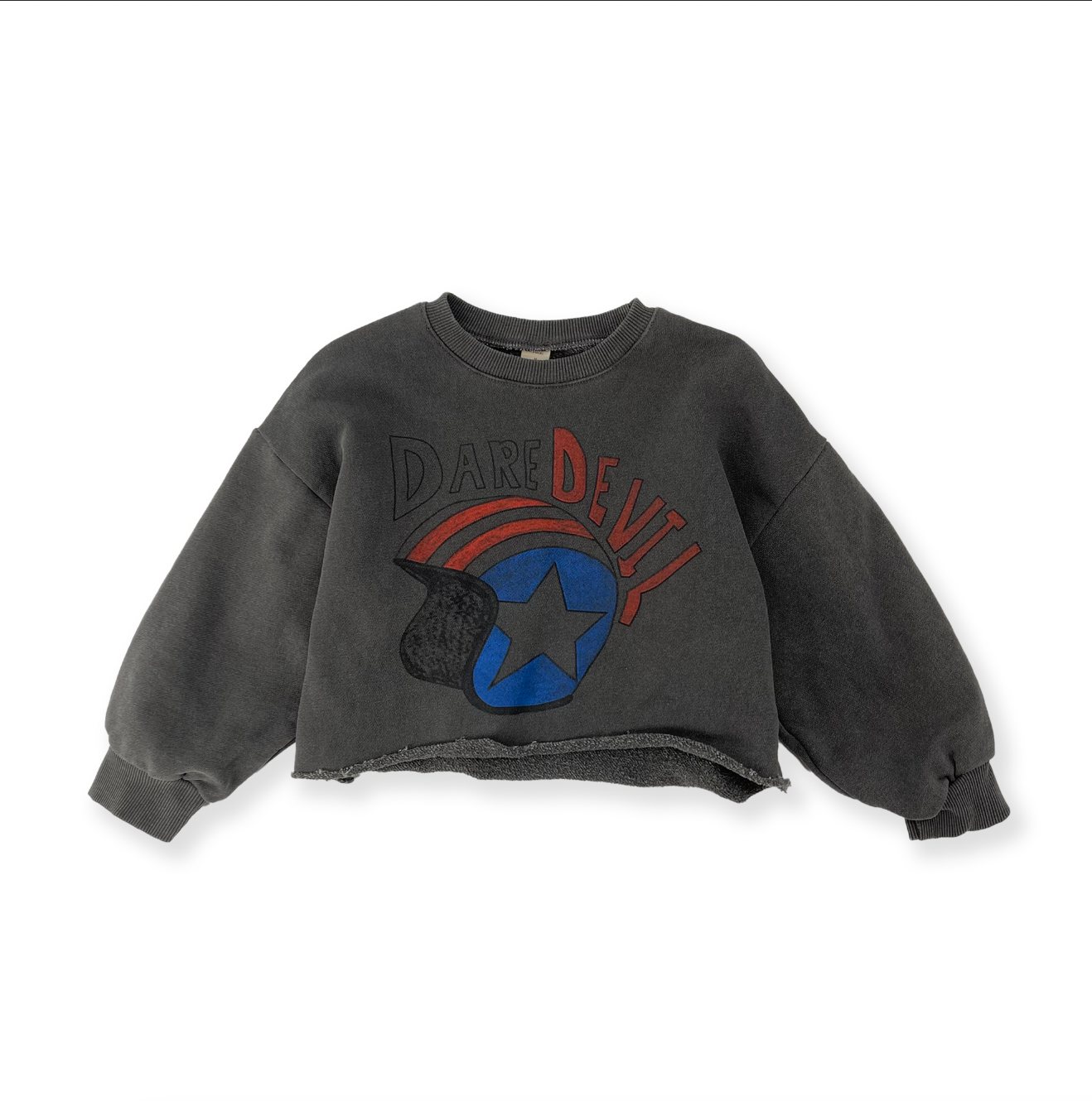 Girls Charcoal Printed Cotton Sweatshirt