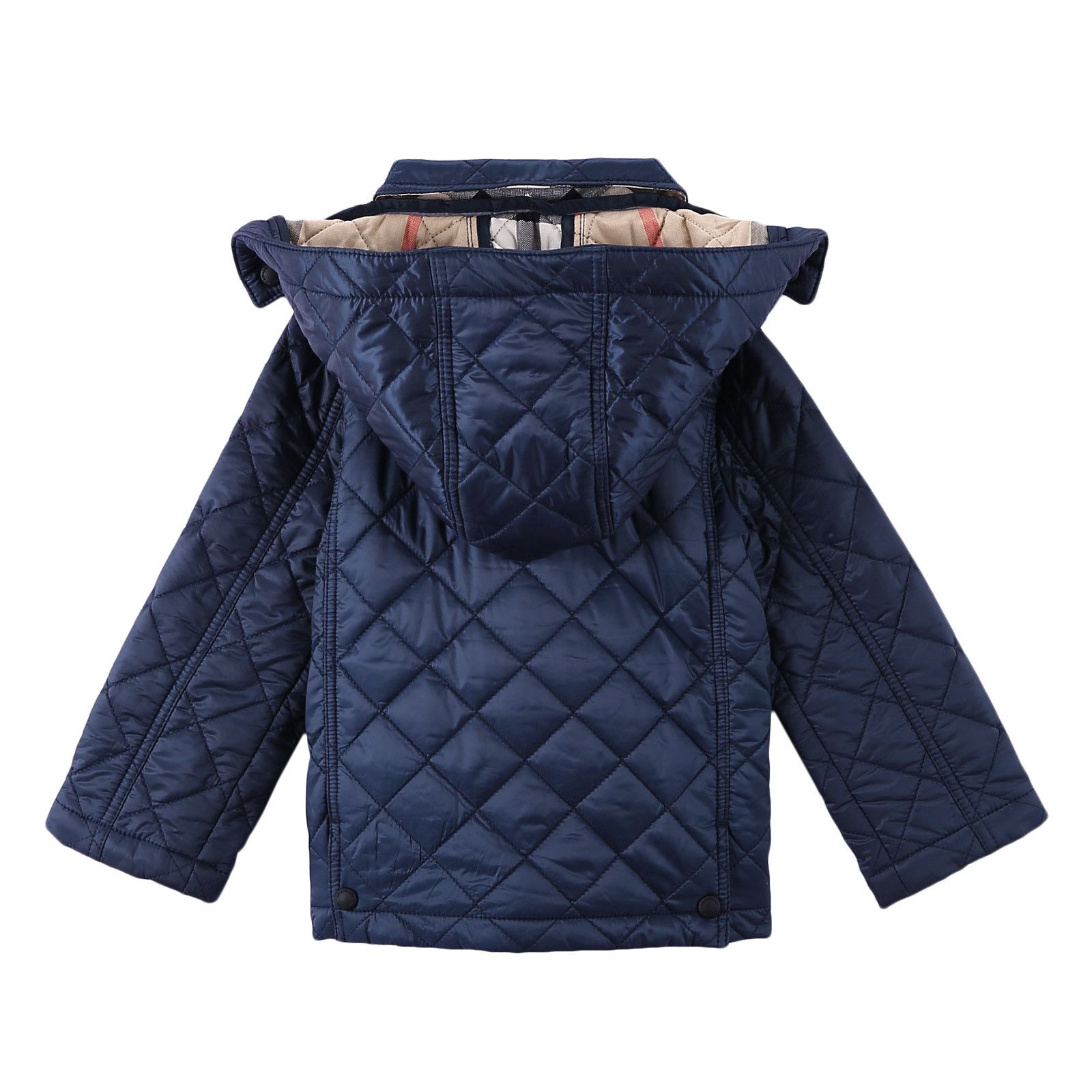 Baby Girls Dark Blue Lattice Hooded Jacket - CÉMAROSE | Children's Fashion Store - 2