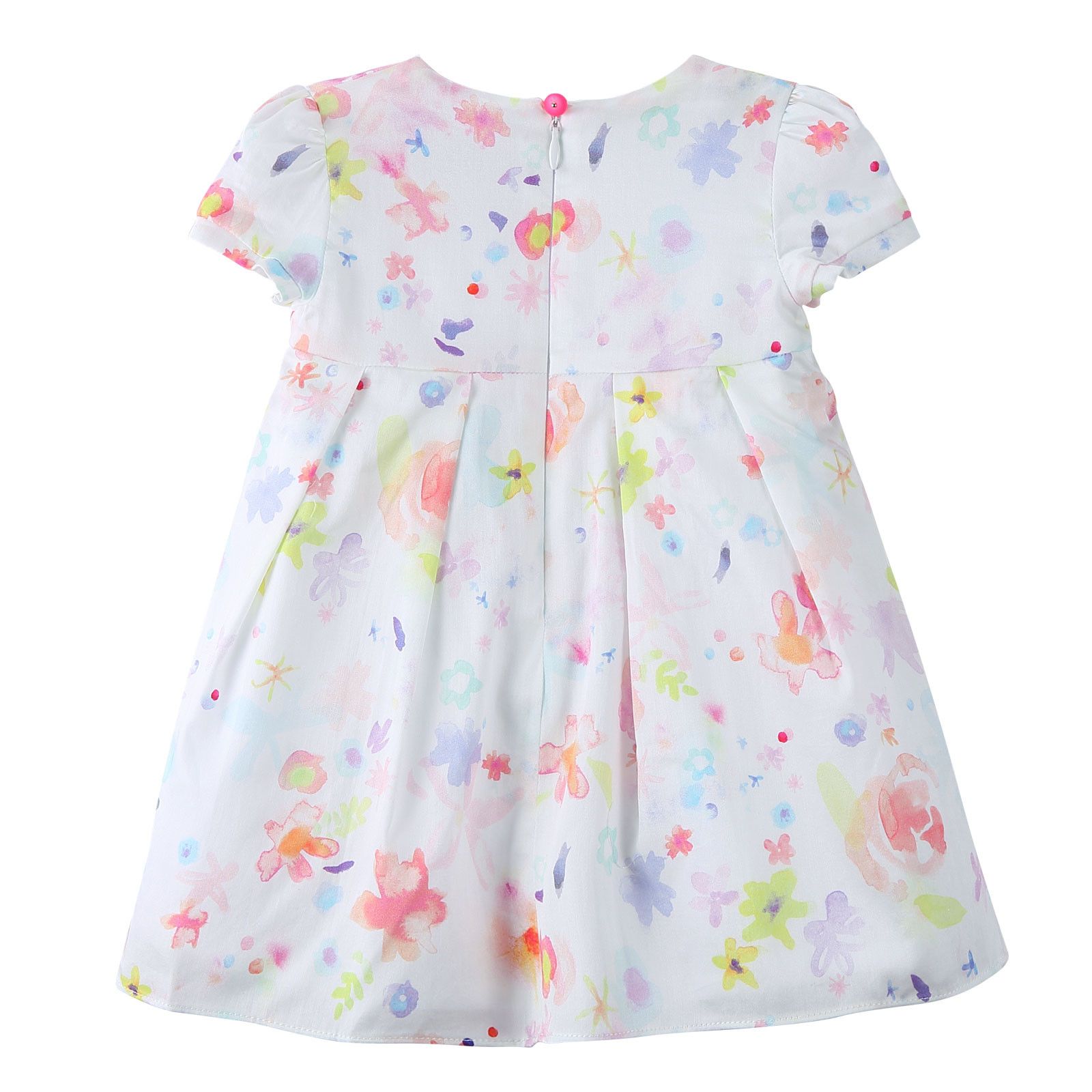 Baby Girls White Cotton Dress With Multicolor Print Trims - CÉMAROSE | Children's Fashion Store - 2