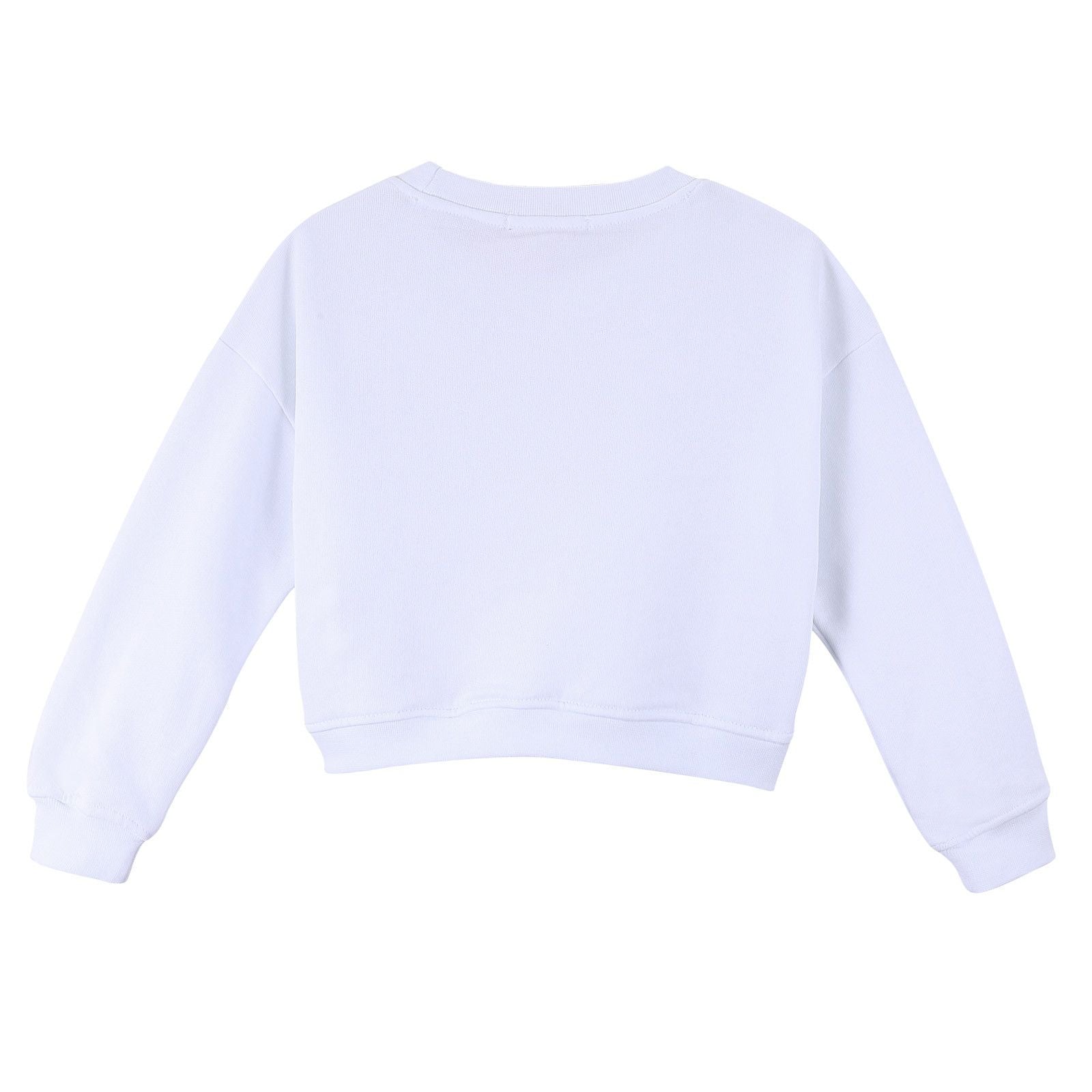 Girls White Cotton Sweater With Brand Name Logo - CÉMAROSE | Children's Fashion Store - 2