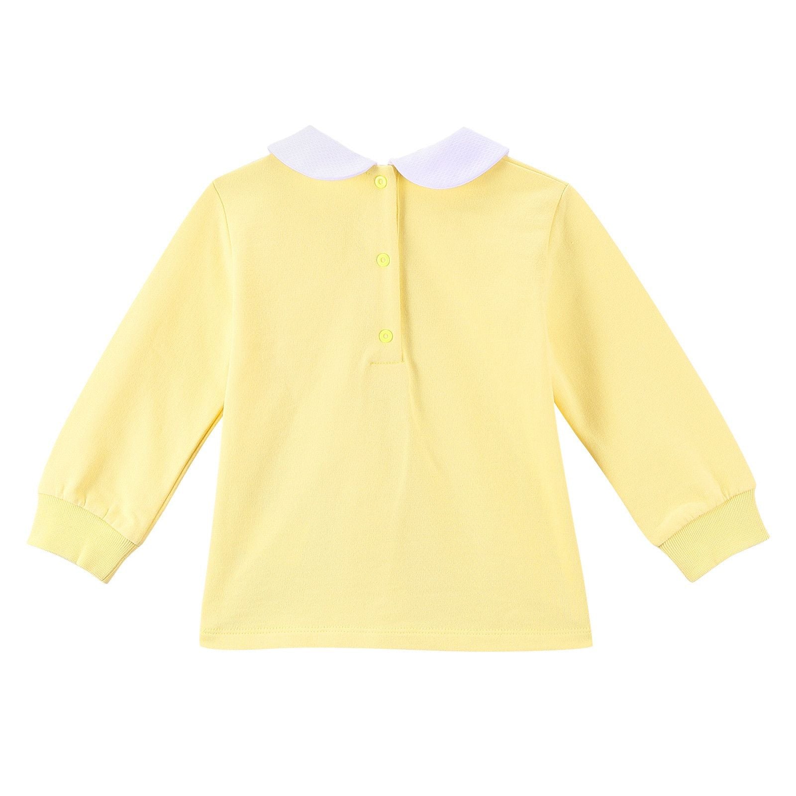 Baby Girls Light Yellow 'Monster' Printed Sweatshirt With Peter Pan Collar - CÉMAROSE | Children's Fashion Store - 2