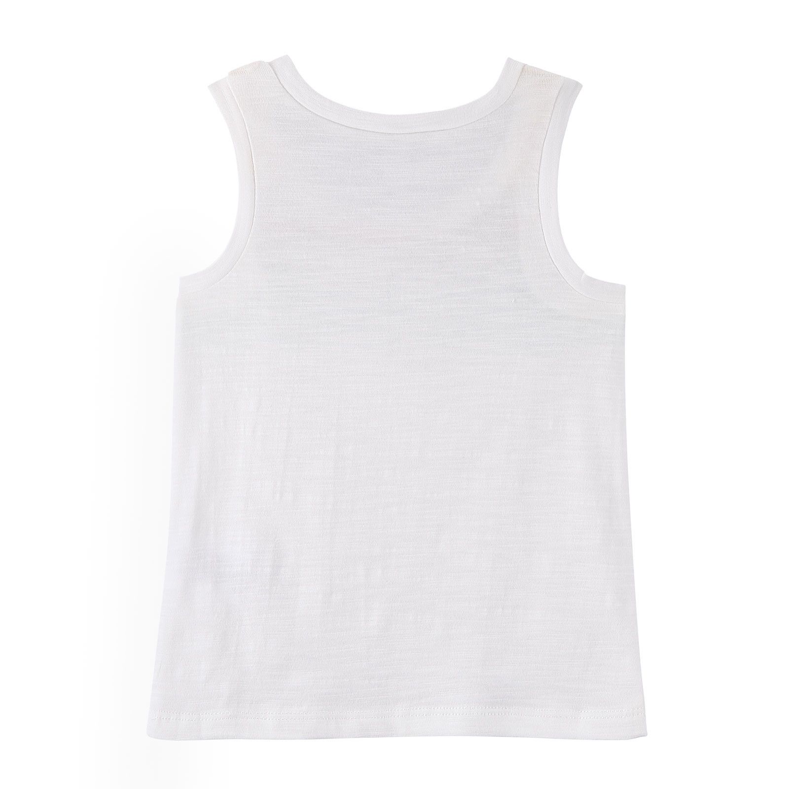 Girls White Cotton Vest With Multicolor Stripe - CÉMAROSE | Children's Fashion Store - 2